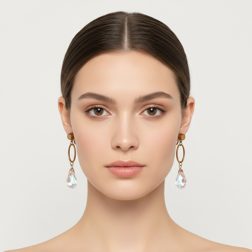 Boucle d'oreille goutte jaune