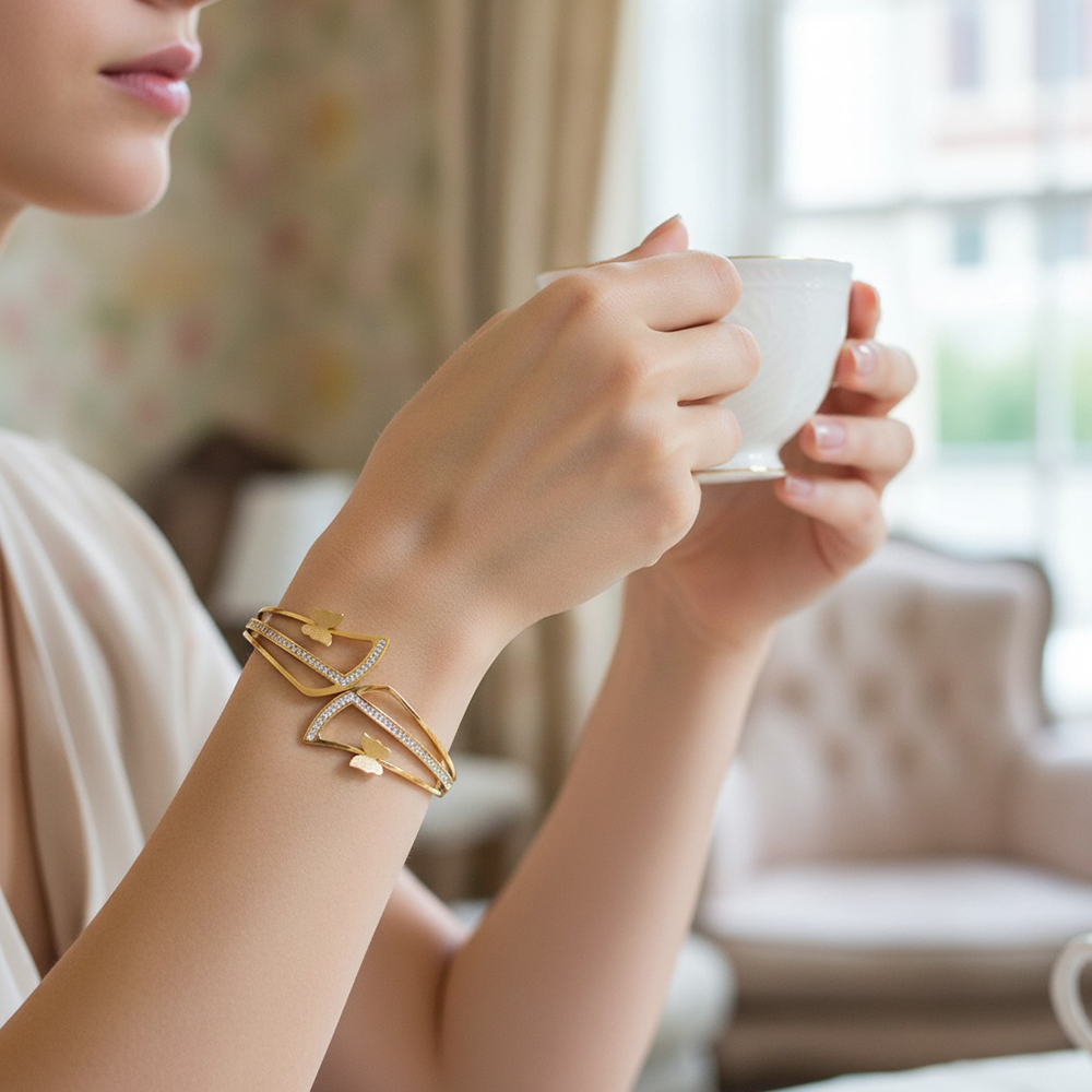 BRACELET 2 PAPILLIONS DORÉ