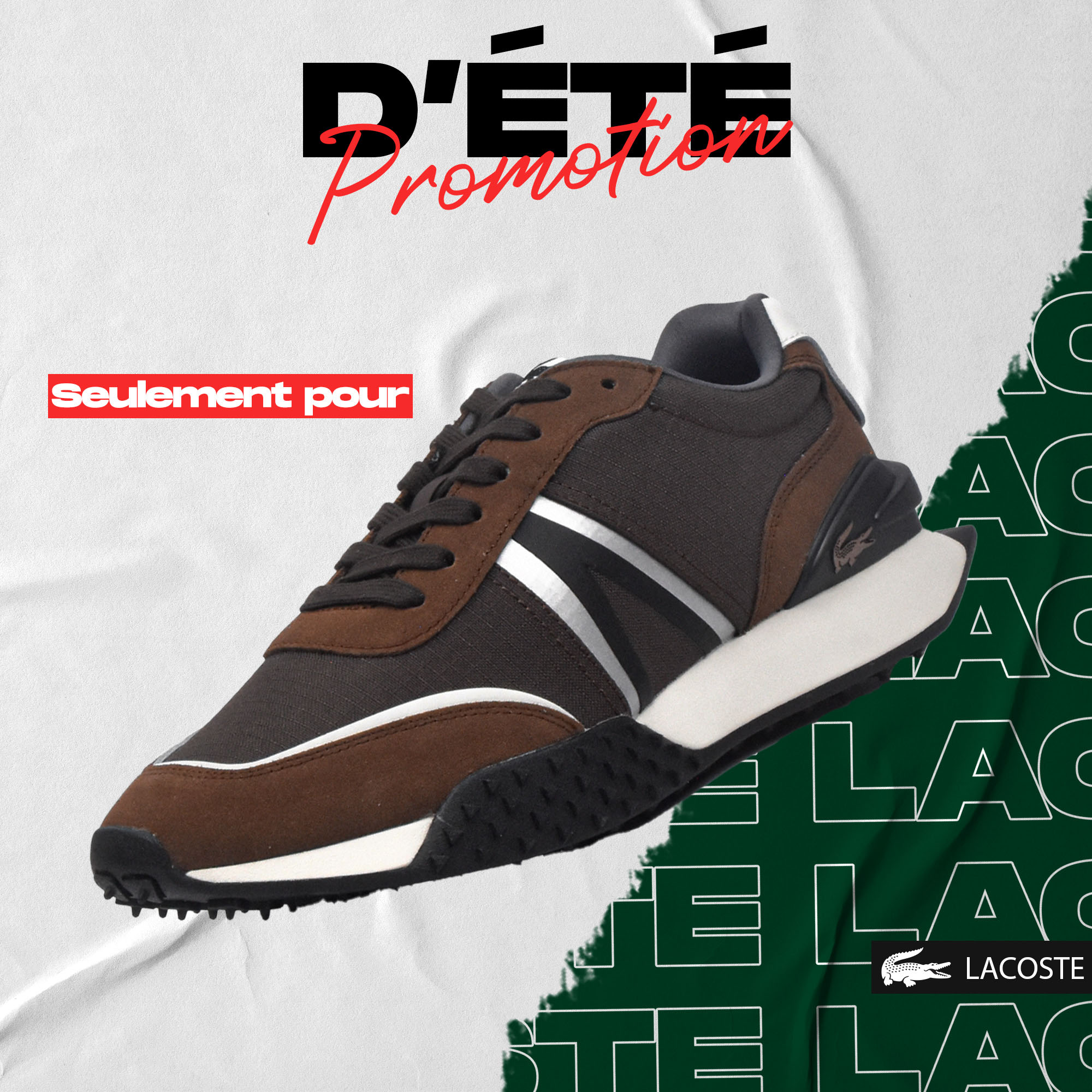 LACOSTE DK BRW/OFF WHT