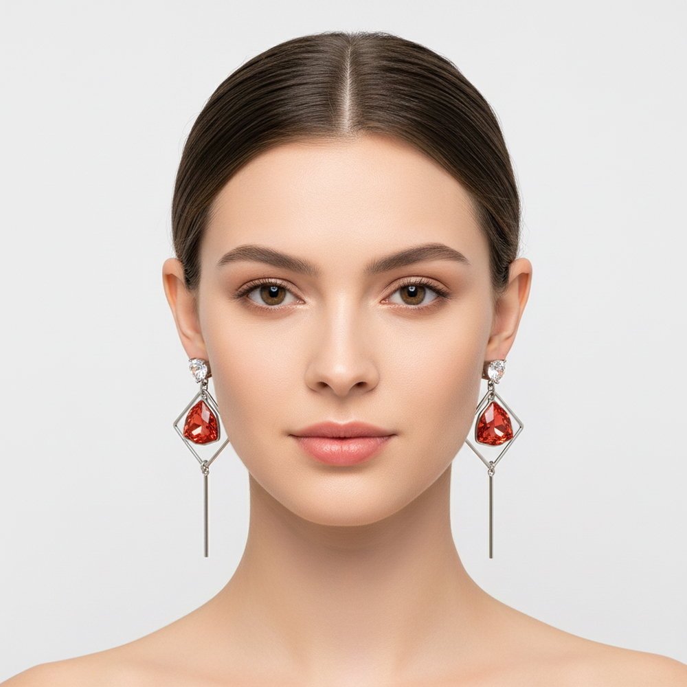 boucle d'oreille pendantes triangle -orange