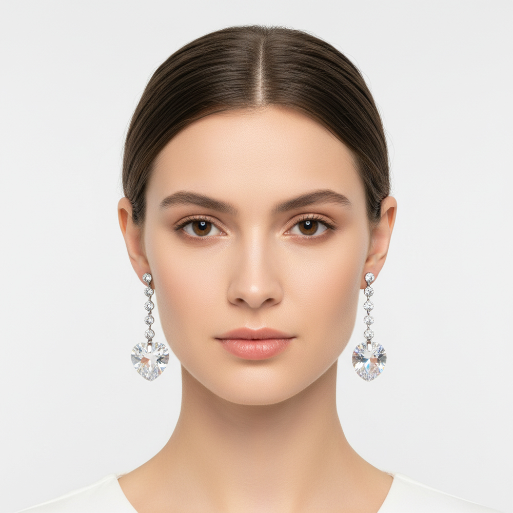 boucle d'oreille pendantes coeur  jaune reflé