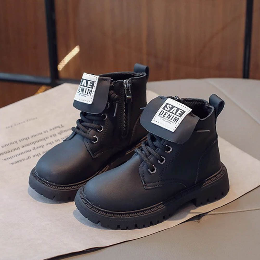 Botte imperméables à lacets Noir Enfants 