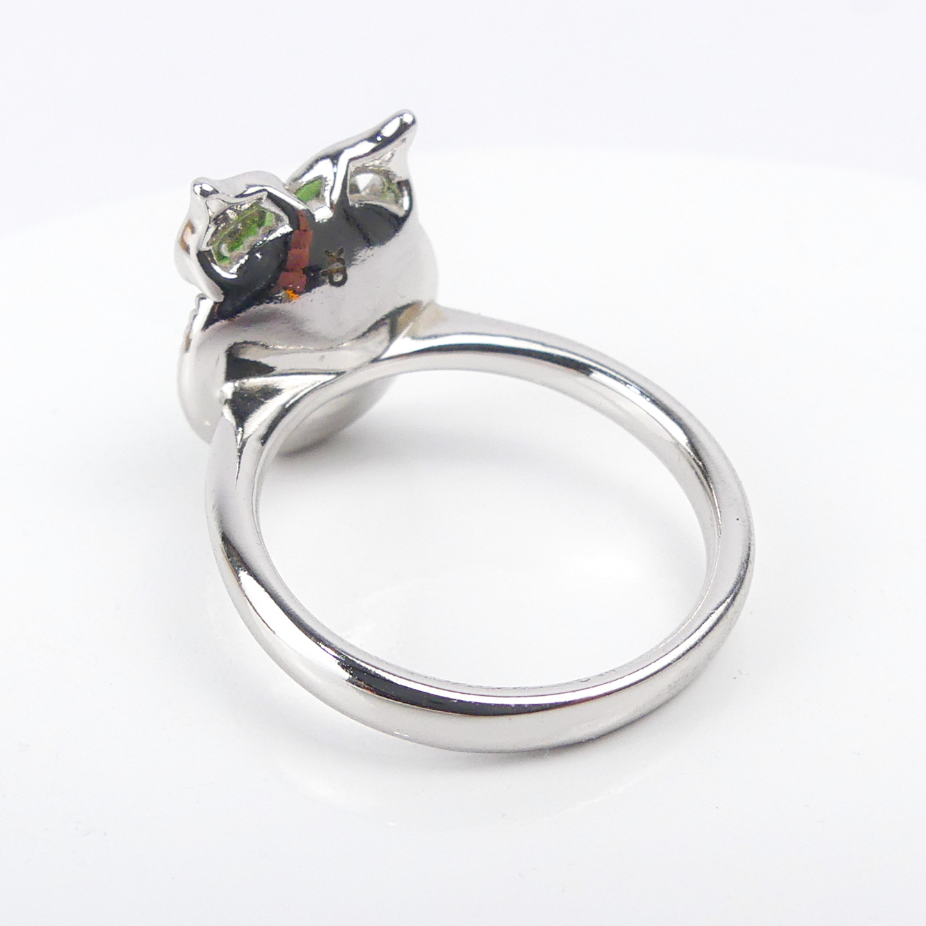 bague pierre hibou  ronde verte 