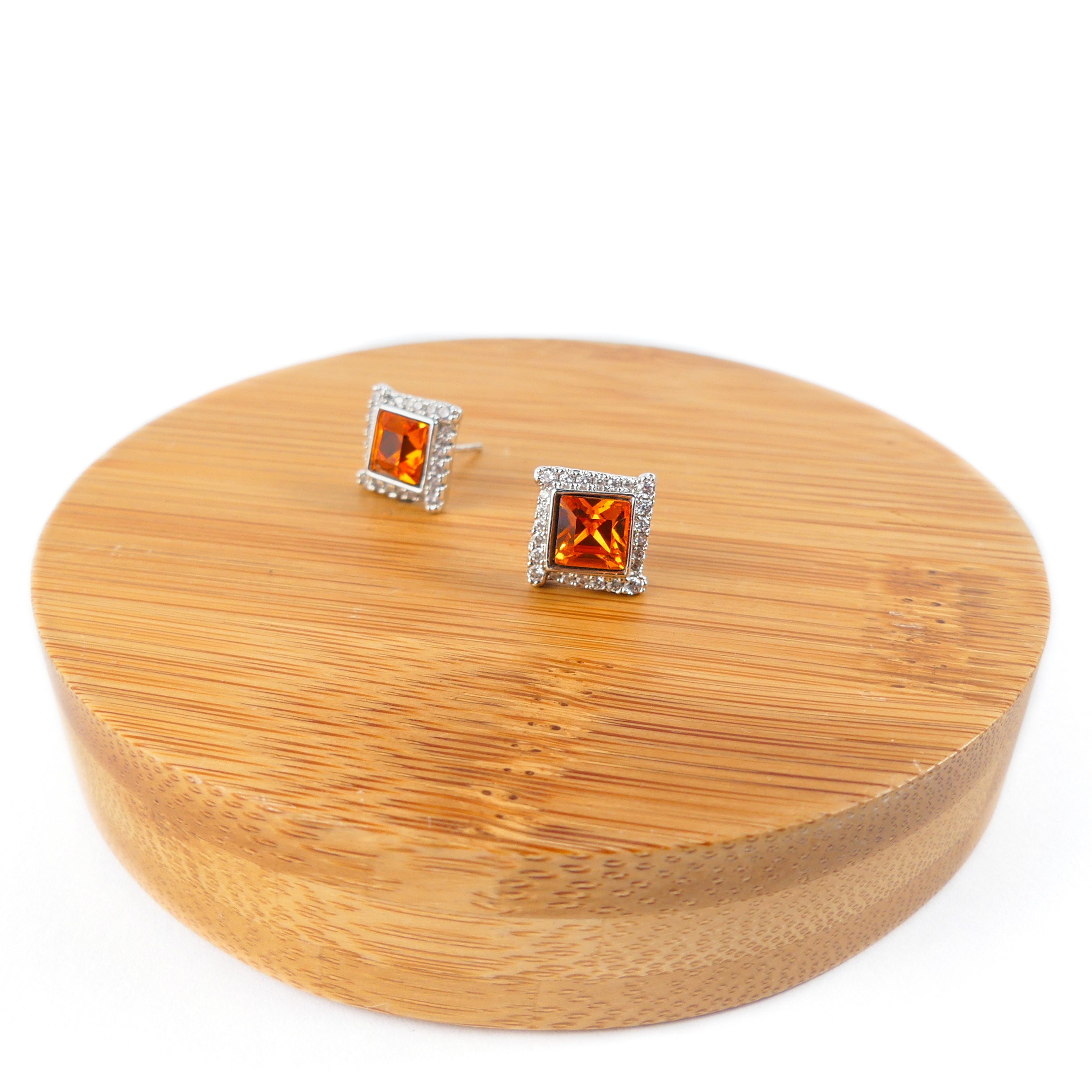 boucle d'oreille carré orange