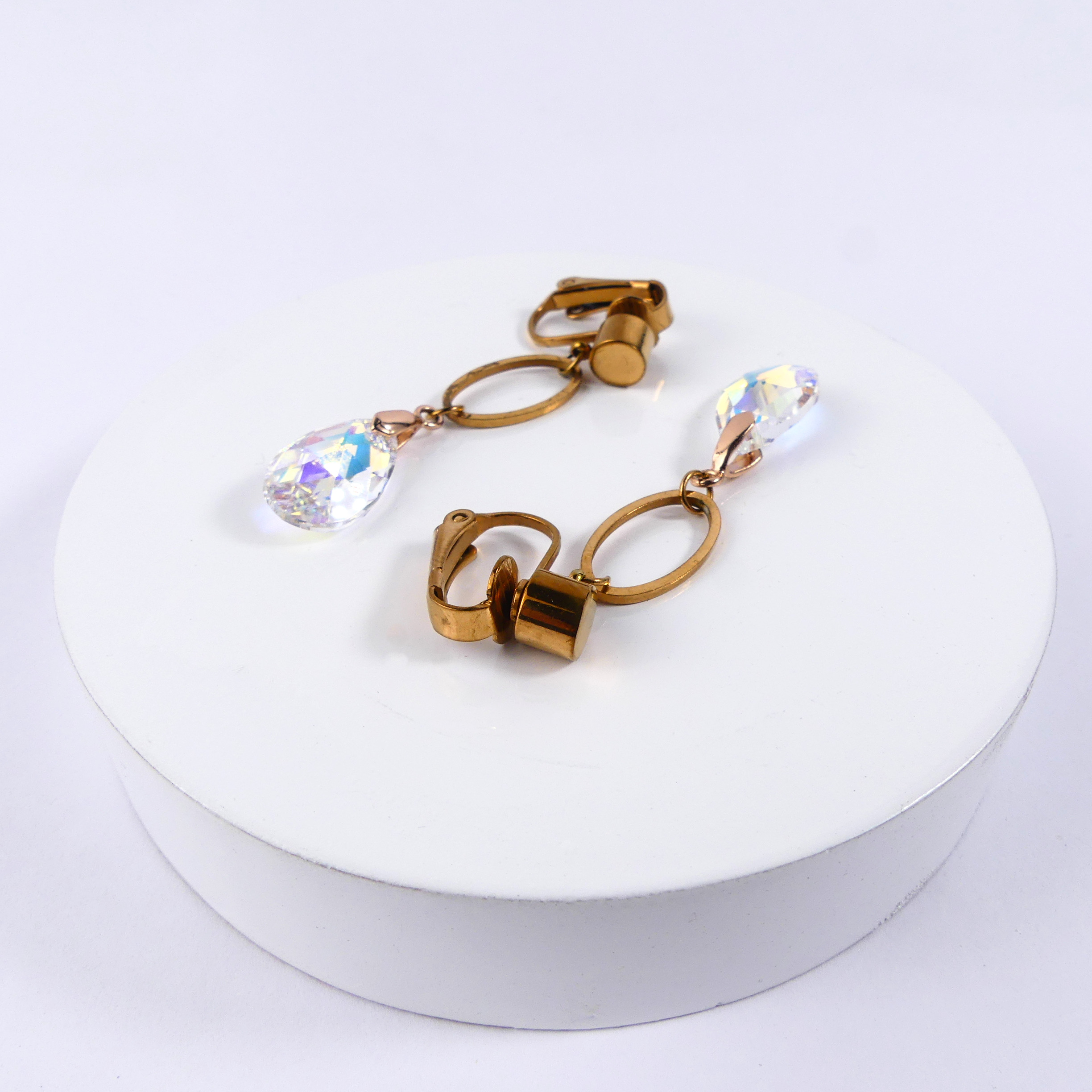 Boucle d'oreille goutte jaune