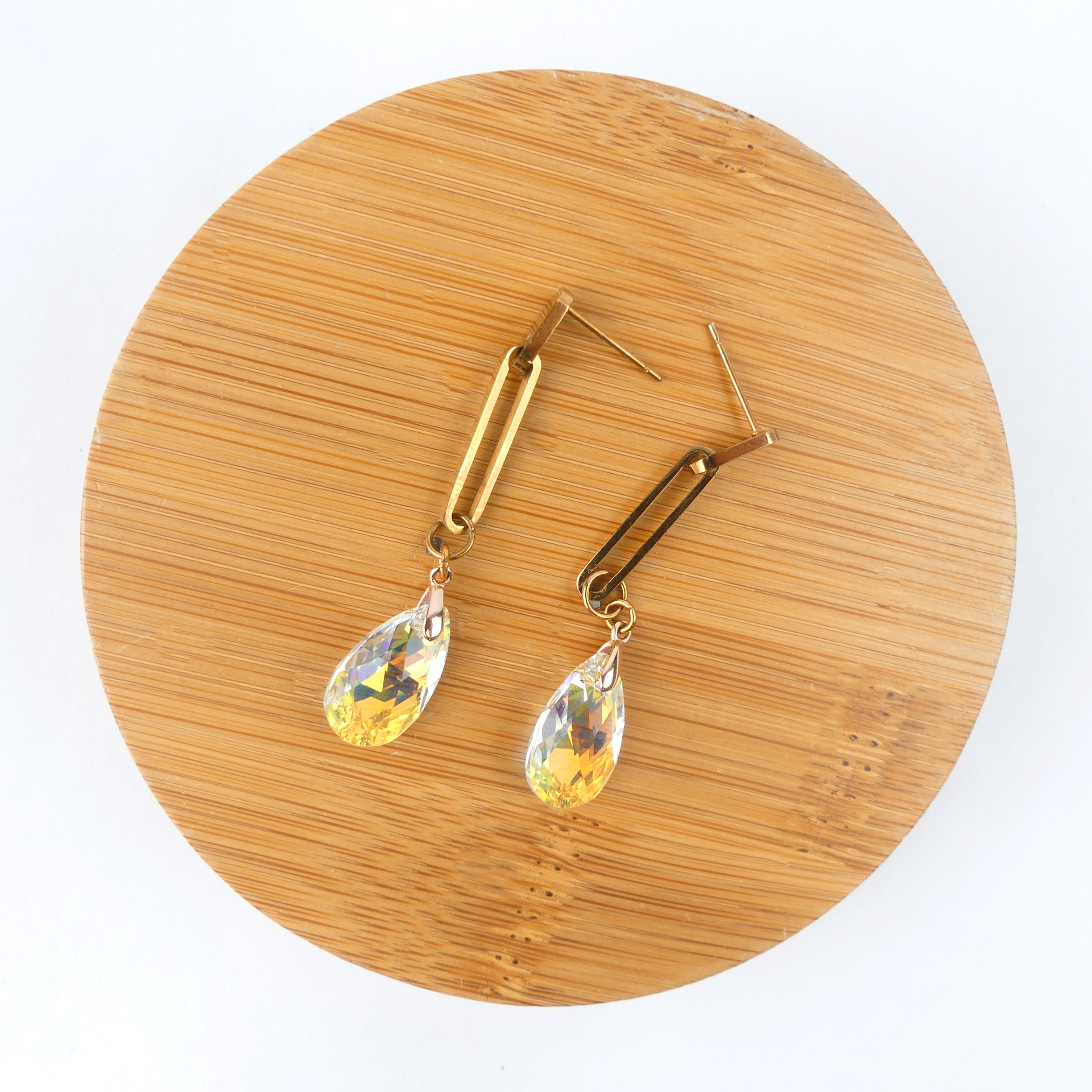 boucle d'oreille pendantes goutte jaune