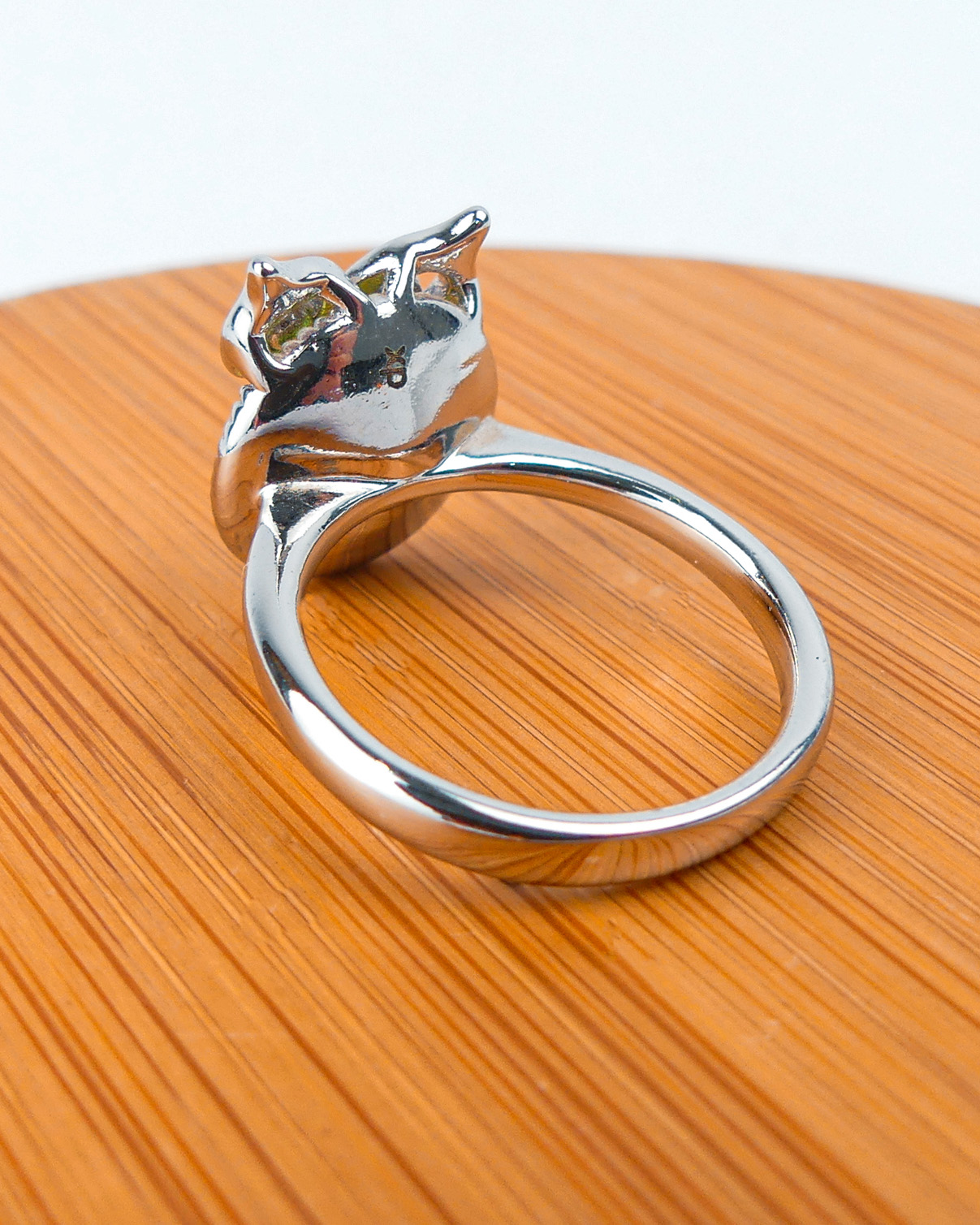 bague pierre hibou  ronde verte 