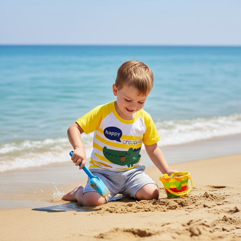 ENSEMBLE a railleur JAUNE MOTIF CROCODILE VERT 