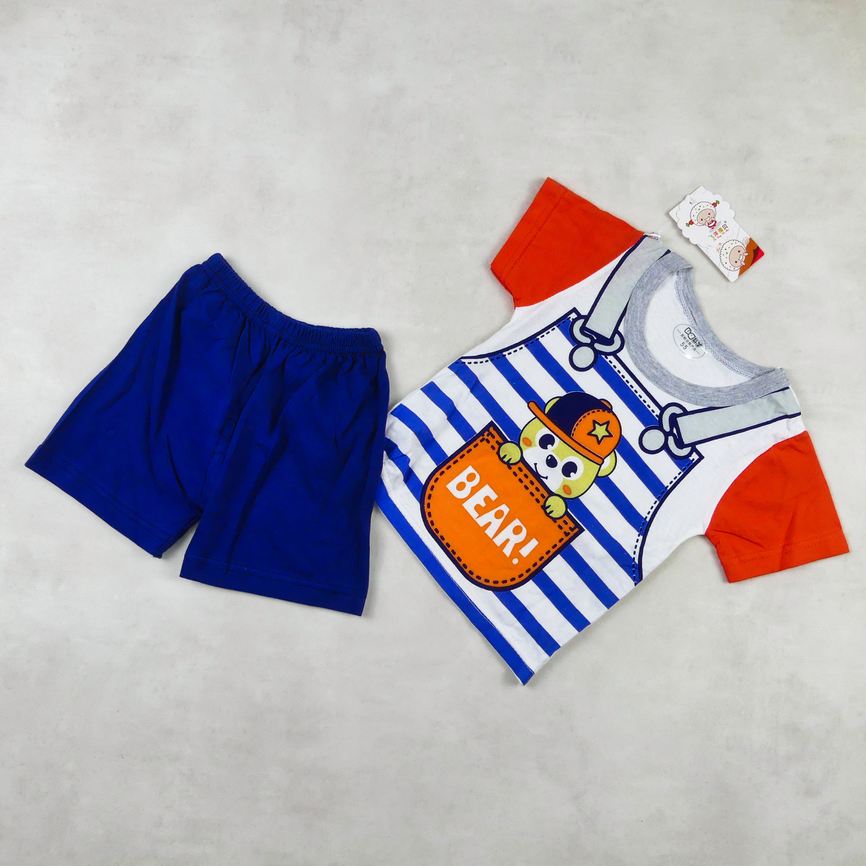 ENSEMBLE a railleur bleu avec des manches rouge motif -BEAR-