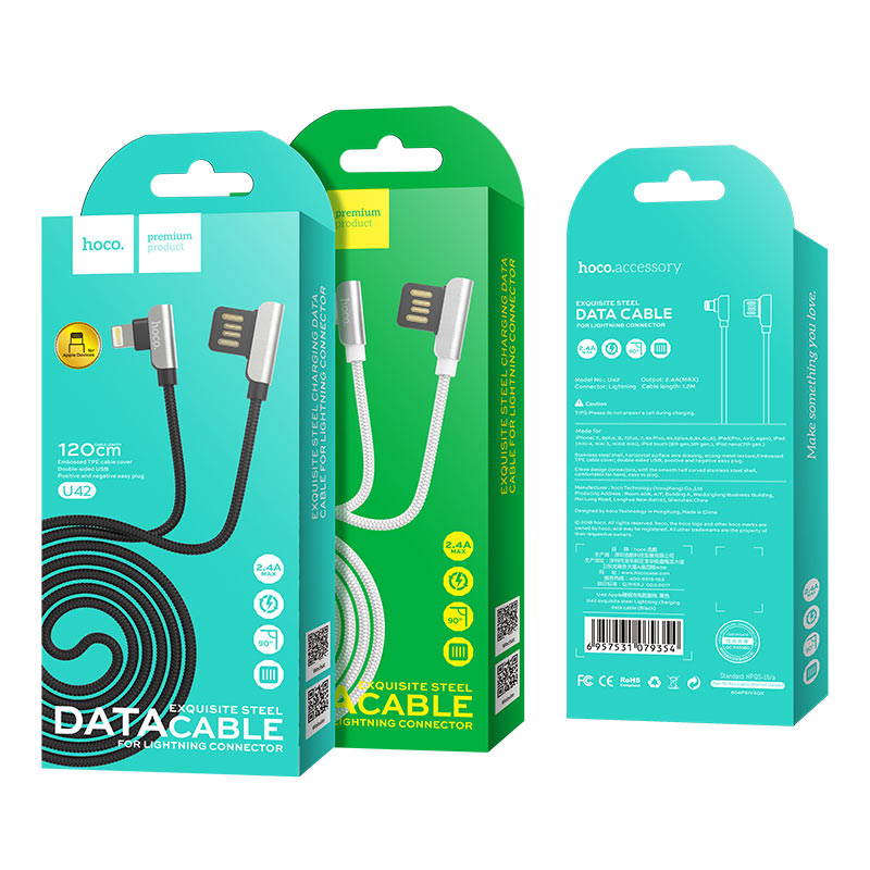 Câble USB vers Lightning « U42 Exquisite steel » de synchronisation des données de charge