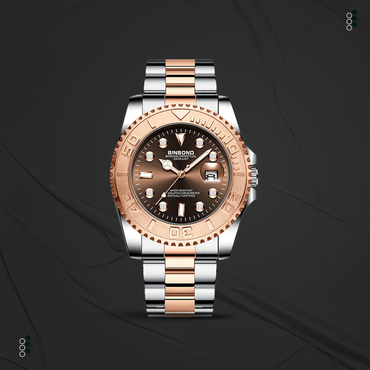 Montre Homme BINBOND Silver Rose GOLD