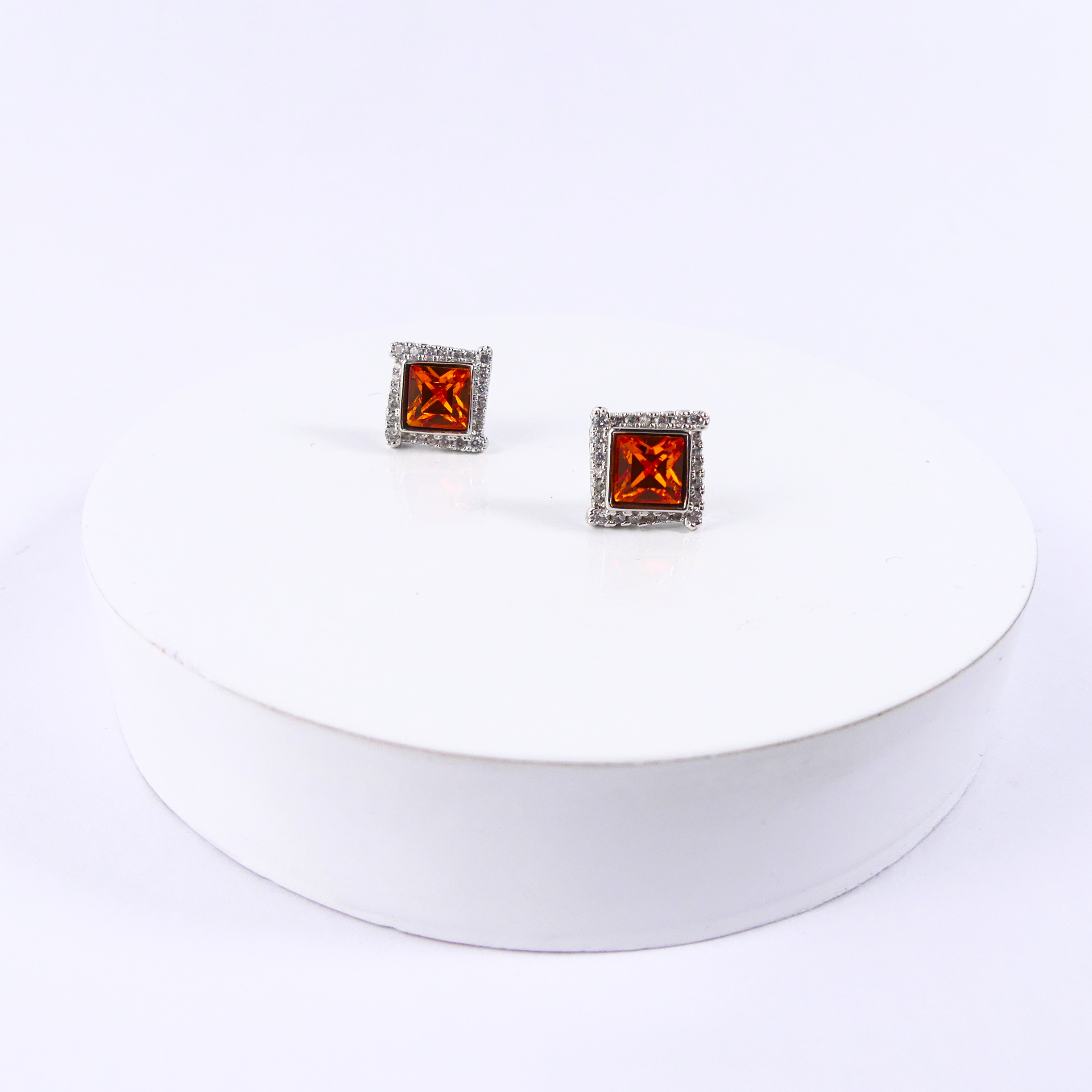 boucle d'oreille carré orange