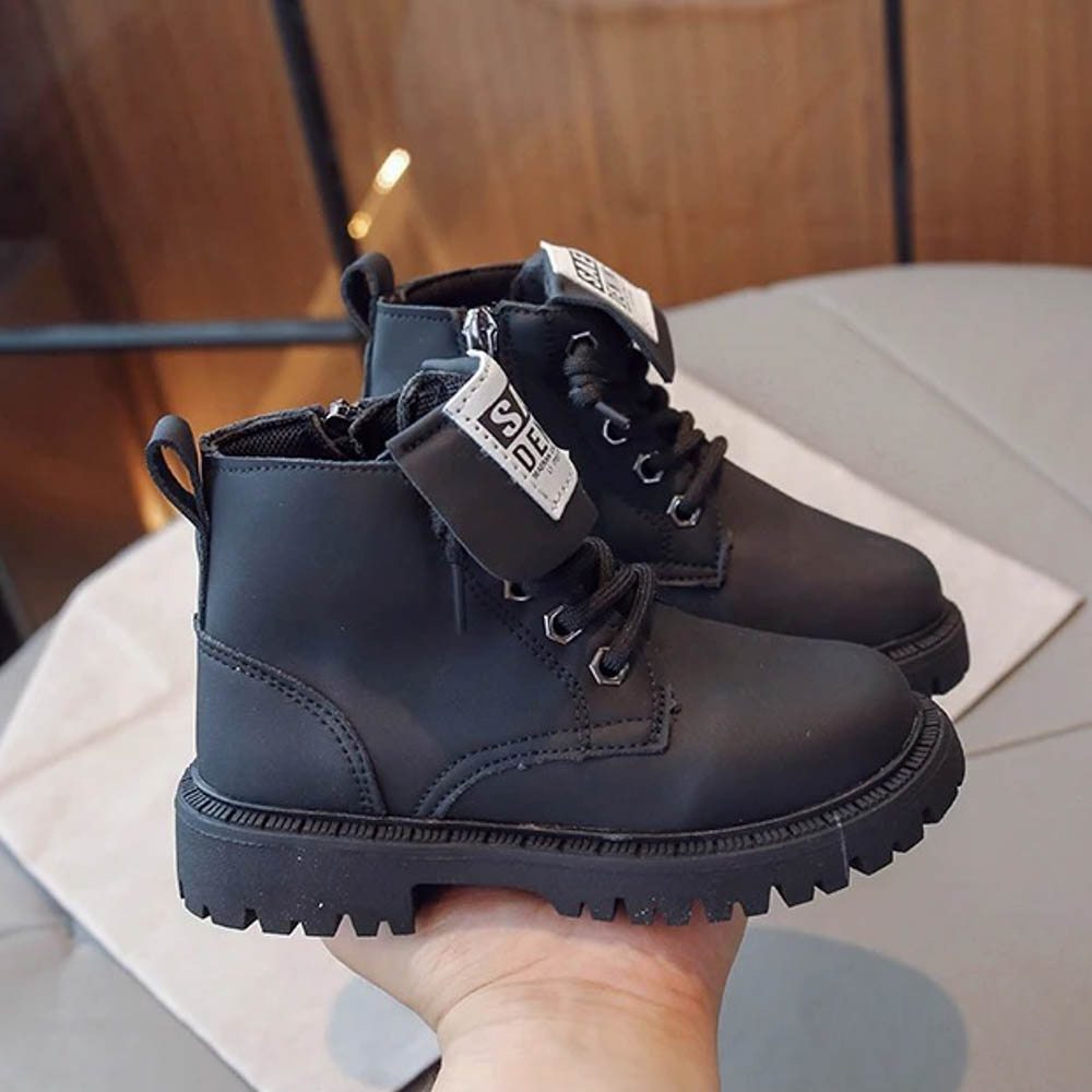 Botte imperméables à lacets Noir Enfants 