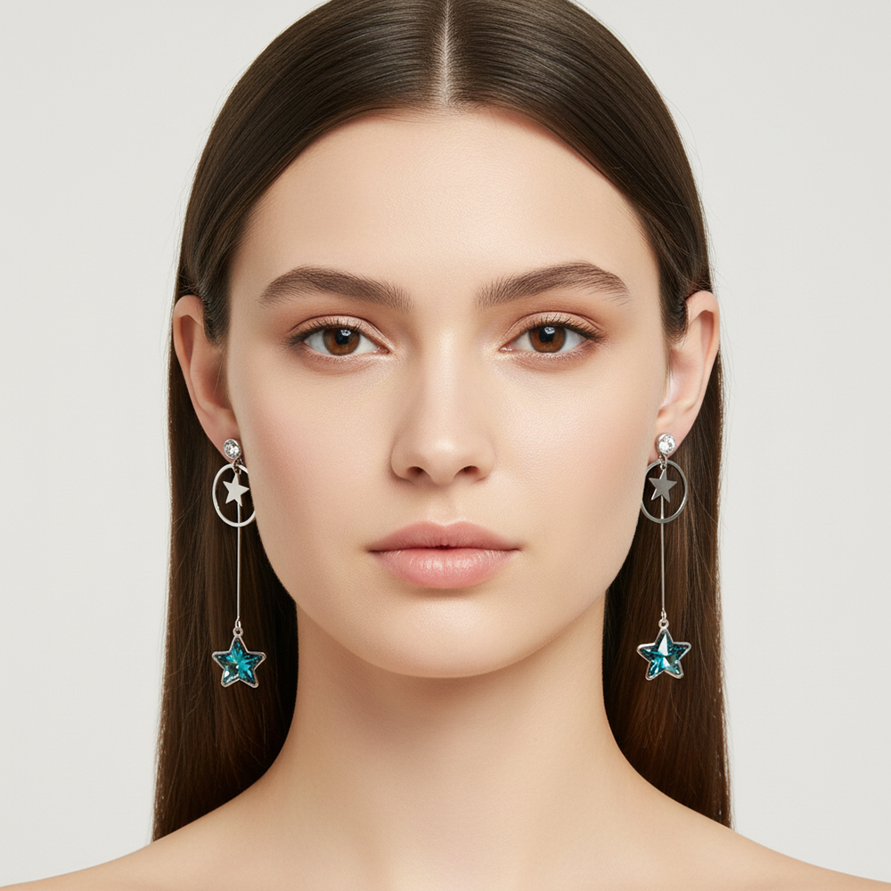 Boucles d'oreilles pendantes Etoile Blue