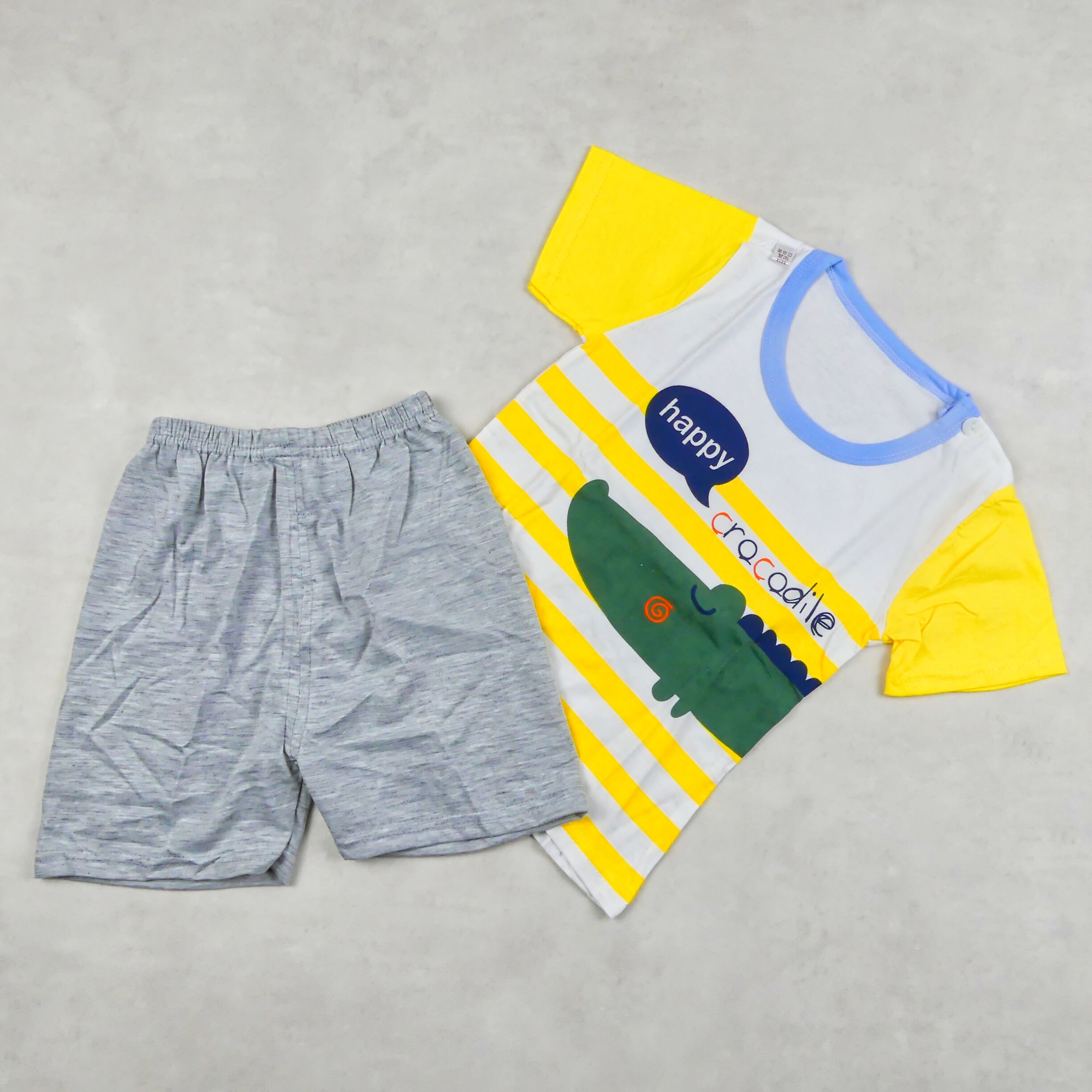 ENSEMBLE a railleur JAUNE MOTIF CROCODILE VERT 