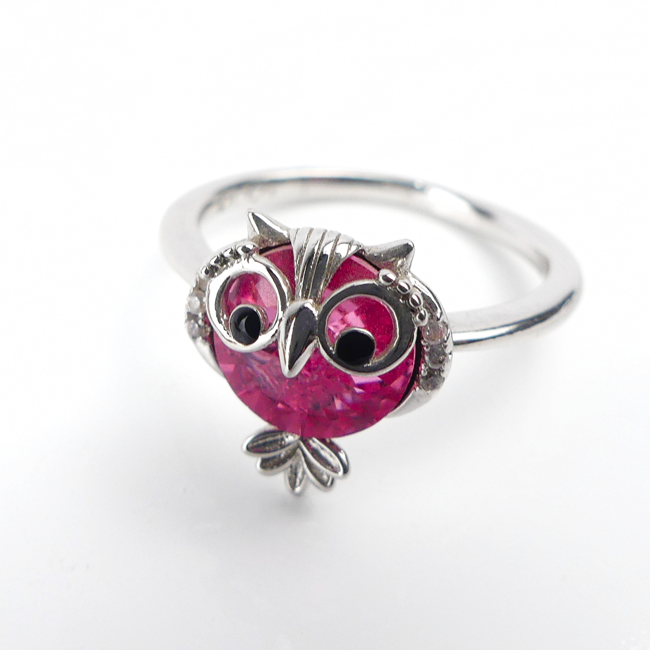 bague pierre hibou rose