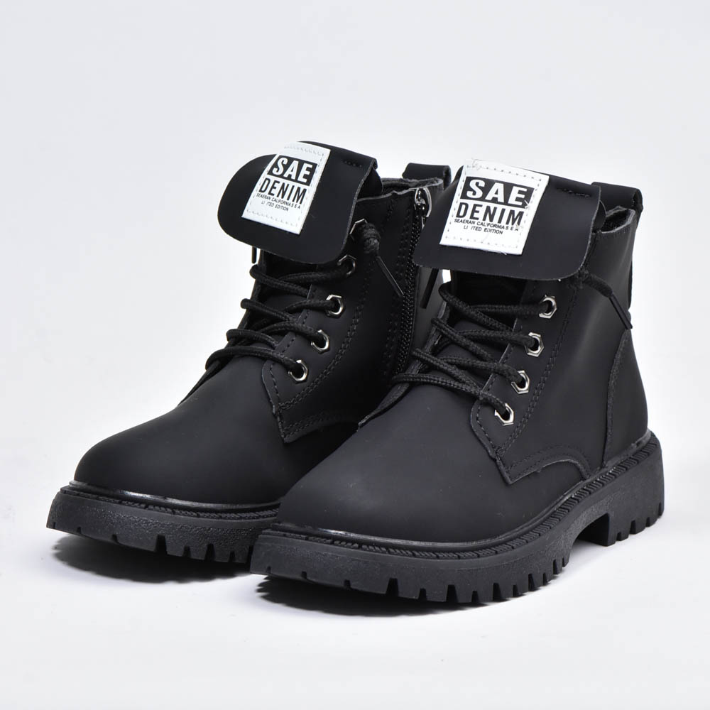 Botte imperméables à lacets Noir Enfants 