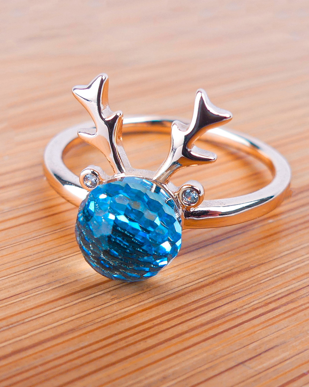 bague gazelle boule bleue