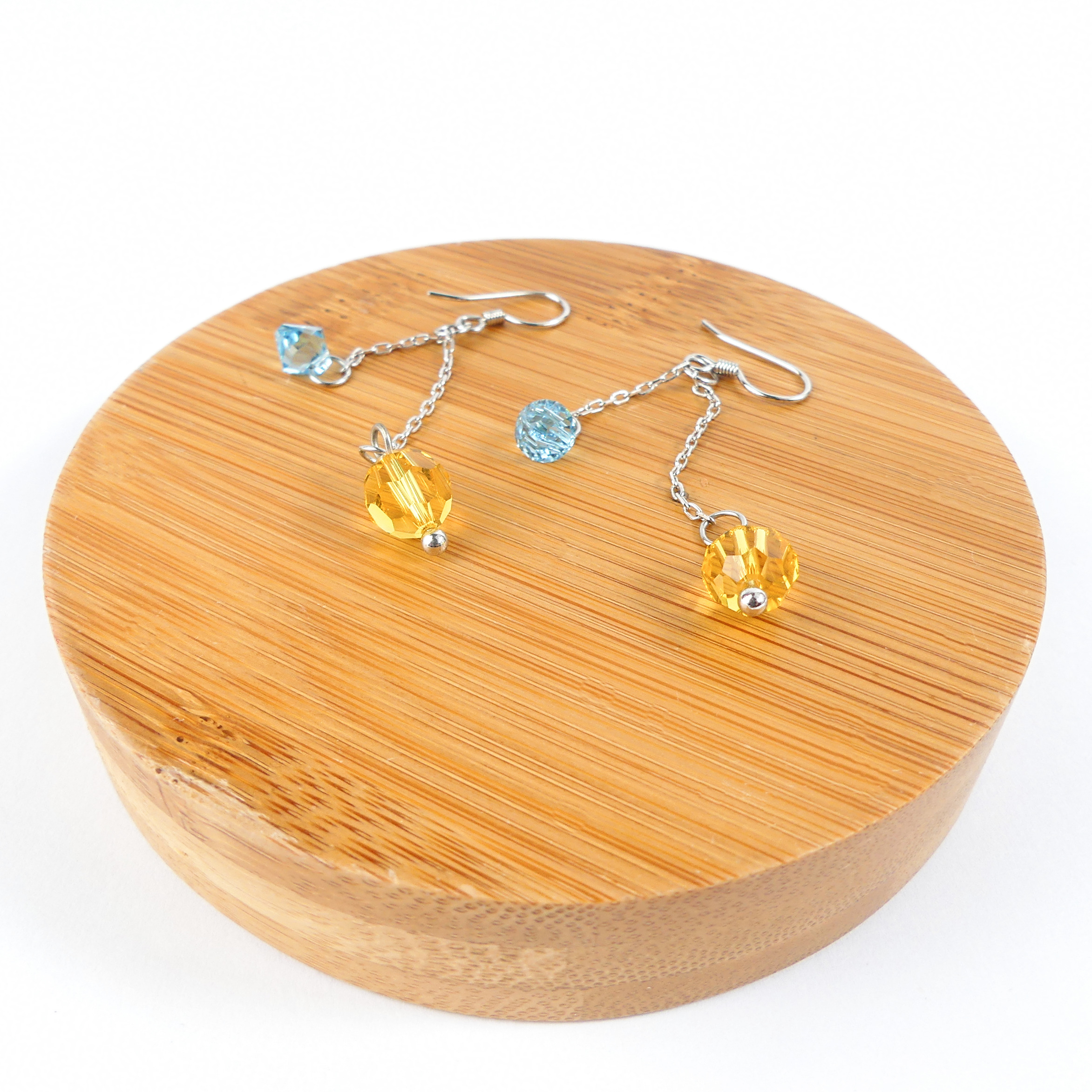 boucle d'oreille pendantes jaune/BLEU