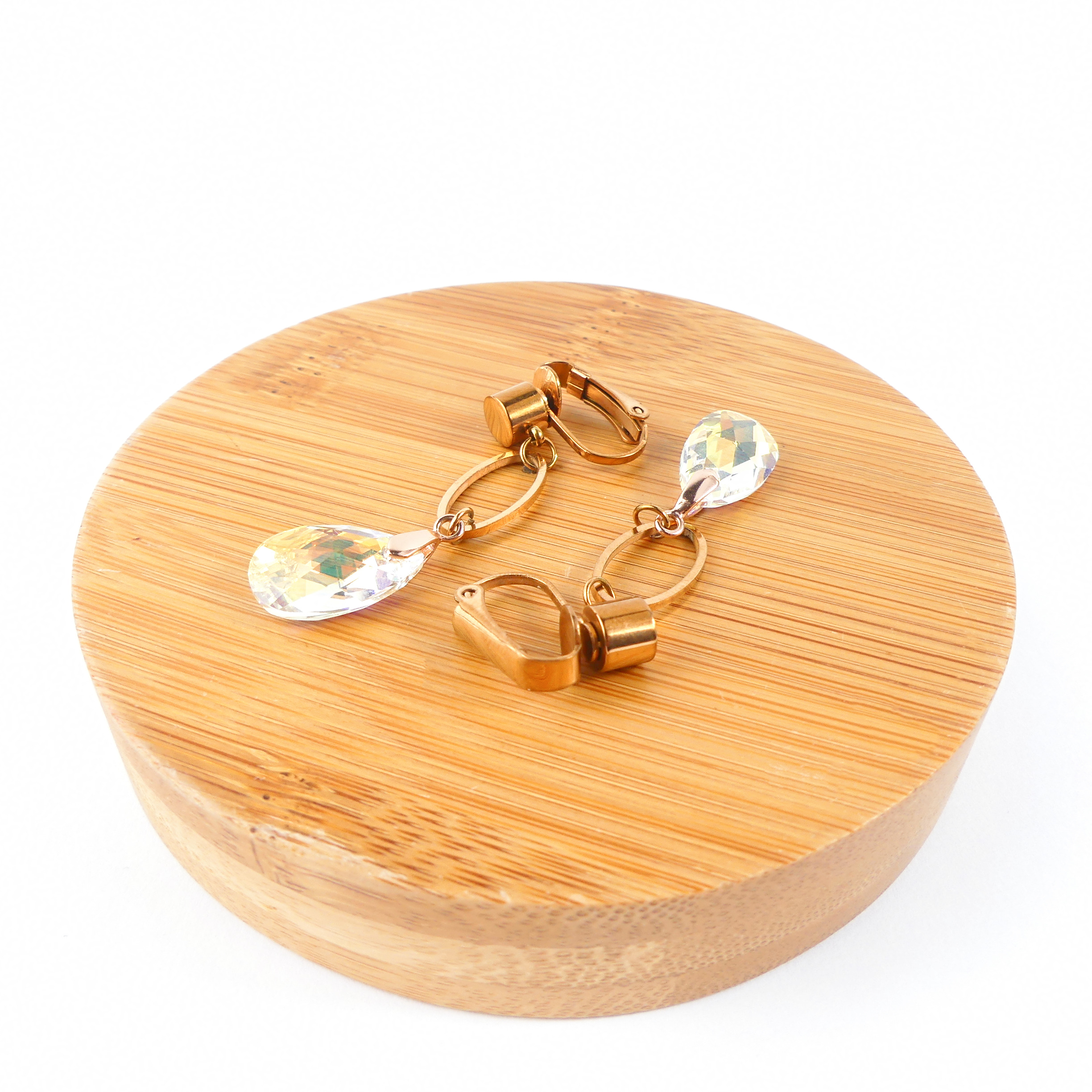 Boucle d'oreille goutte jaune