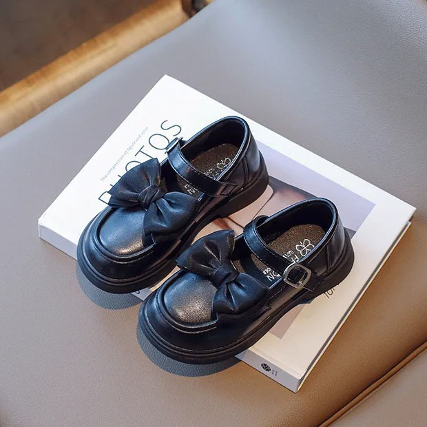 Chaussure Princesse Noir boucle carré noeud papillion 