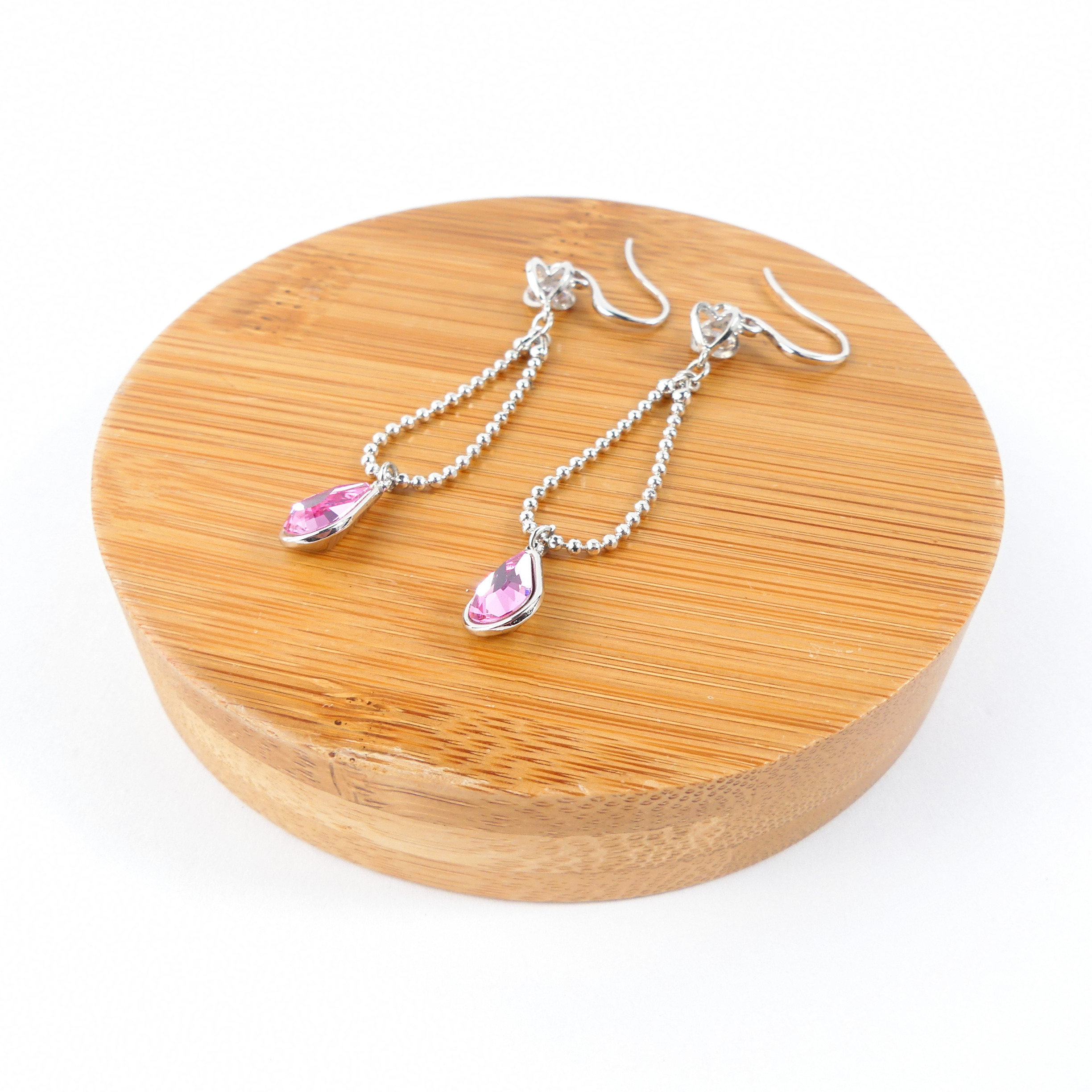 boucle d'oreille pendantes goutte rose