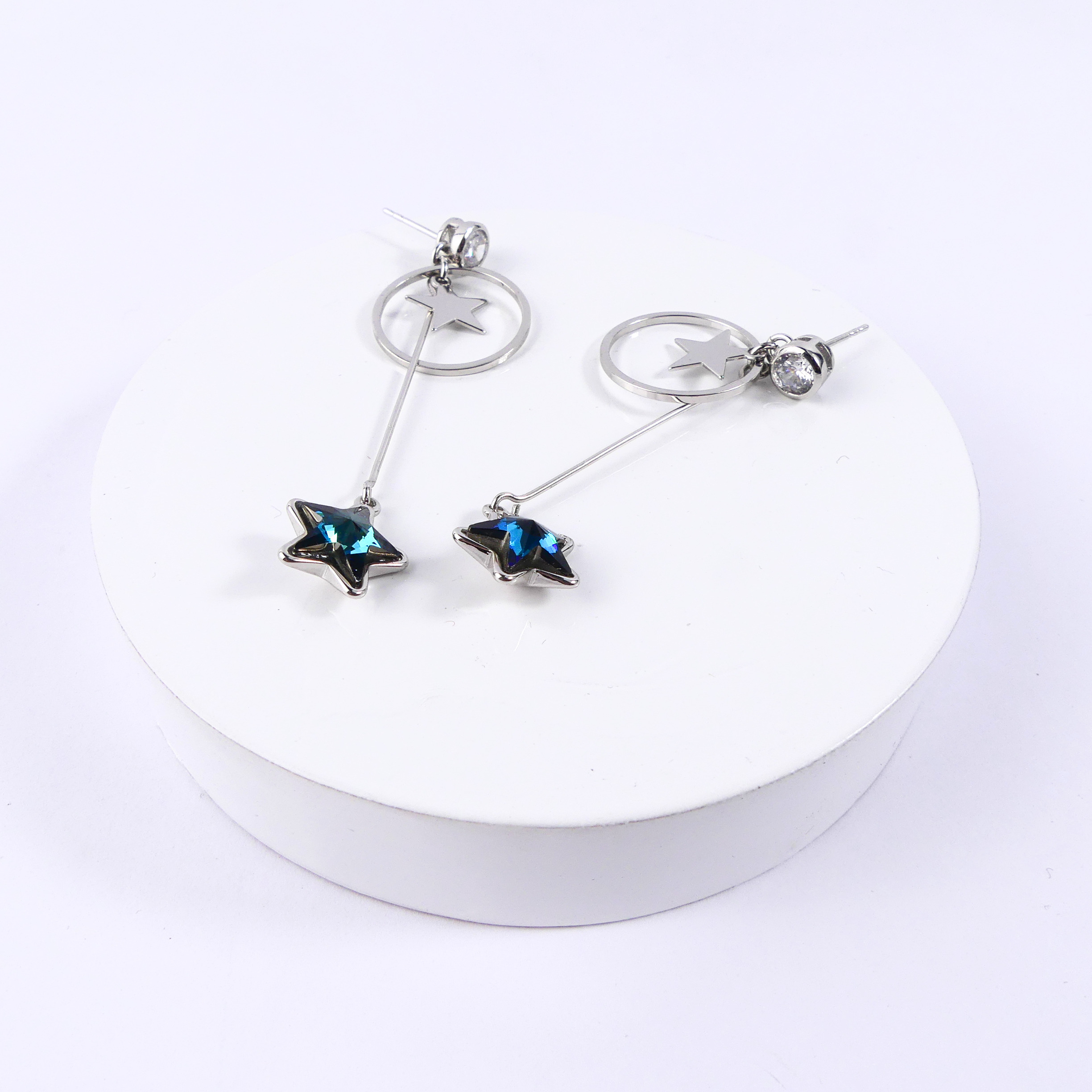Boucles d'oreilles pendantes Etoile Blue