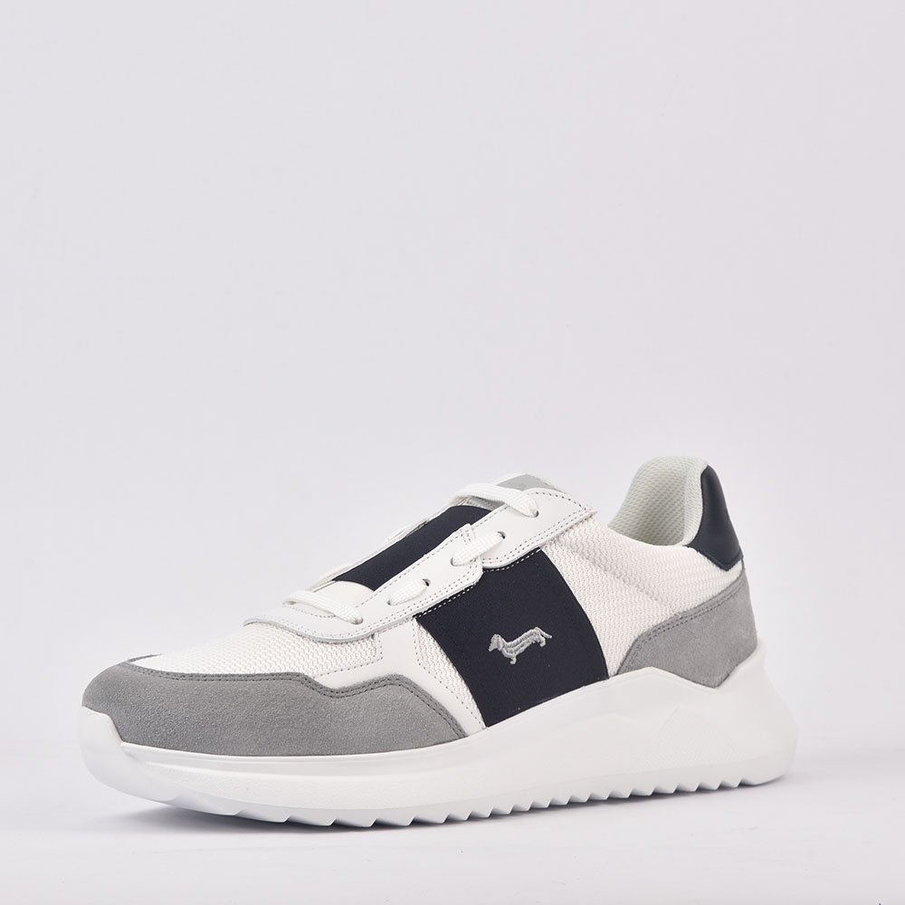 HARMONT AND BLAINE SCARPA UOMO CAMOSCIO - TEX FABRIC GRIGIO - BIANCO