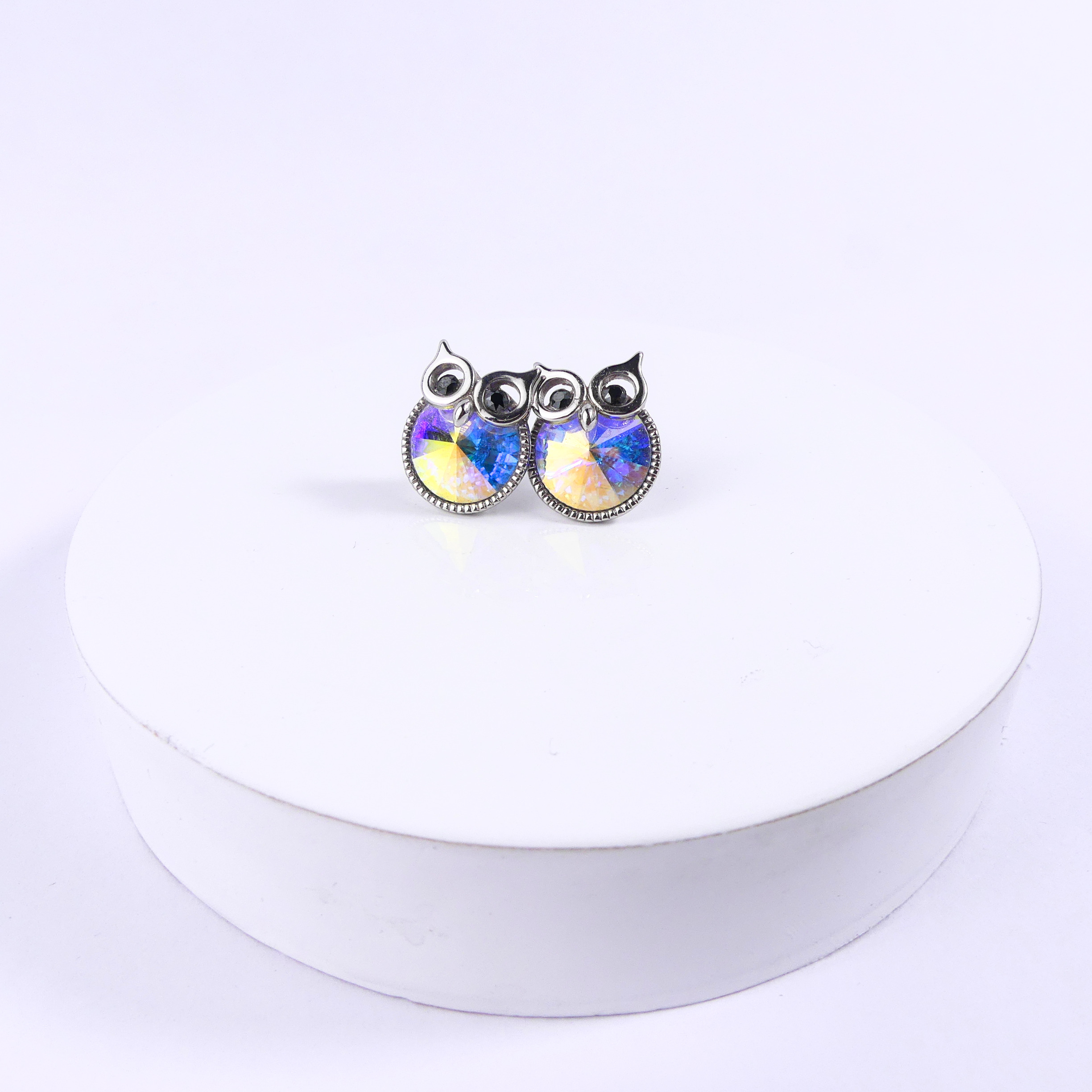 boucle d'oreille hibou blanc