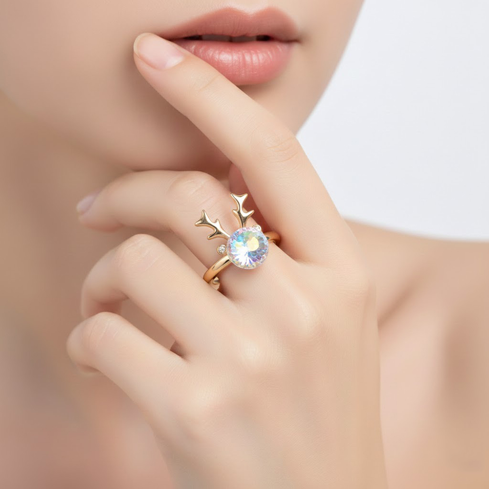 bague gazelle boule blanc reflé