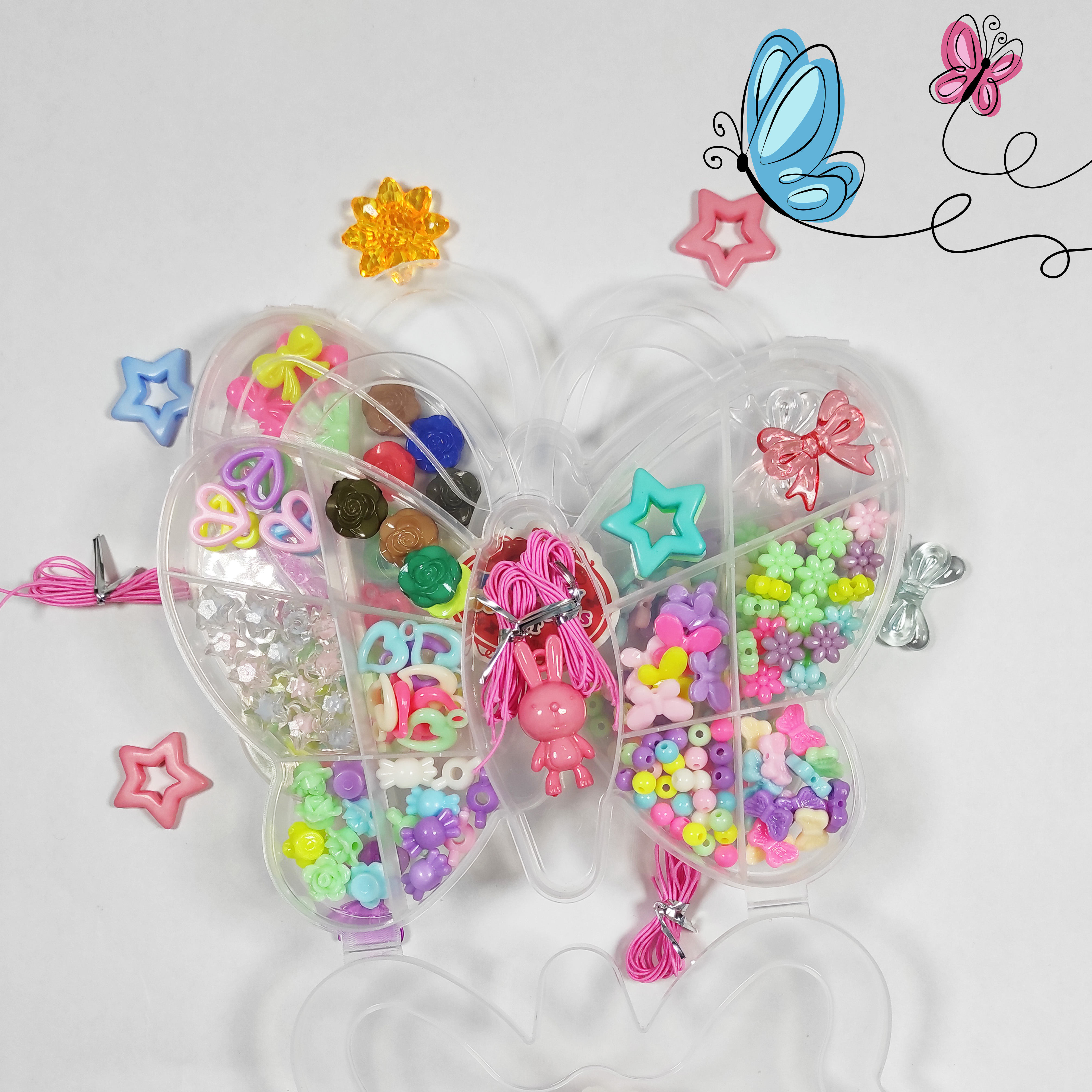 ENSEMBLE DE PERLES DÉCORATIVES PAPILLON (ROUGE)