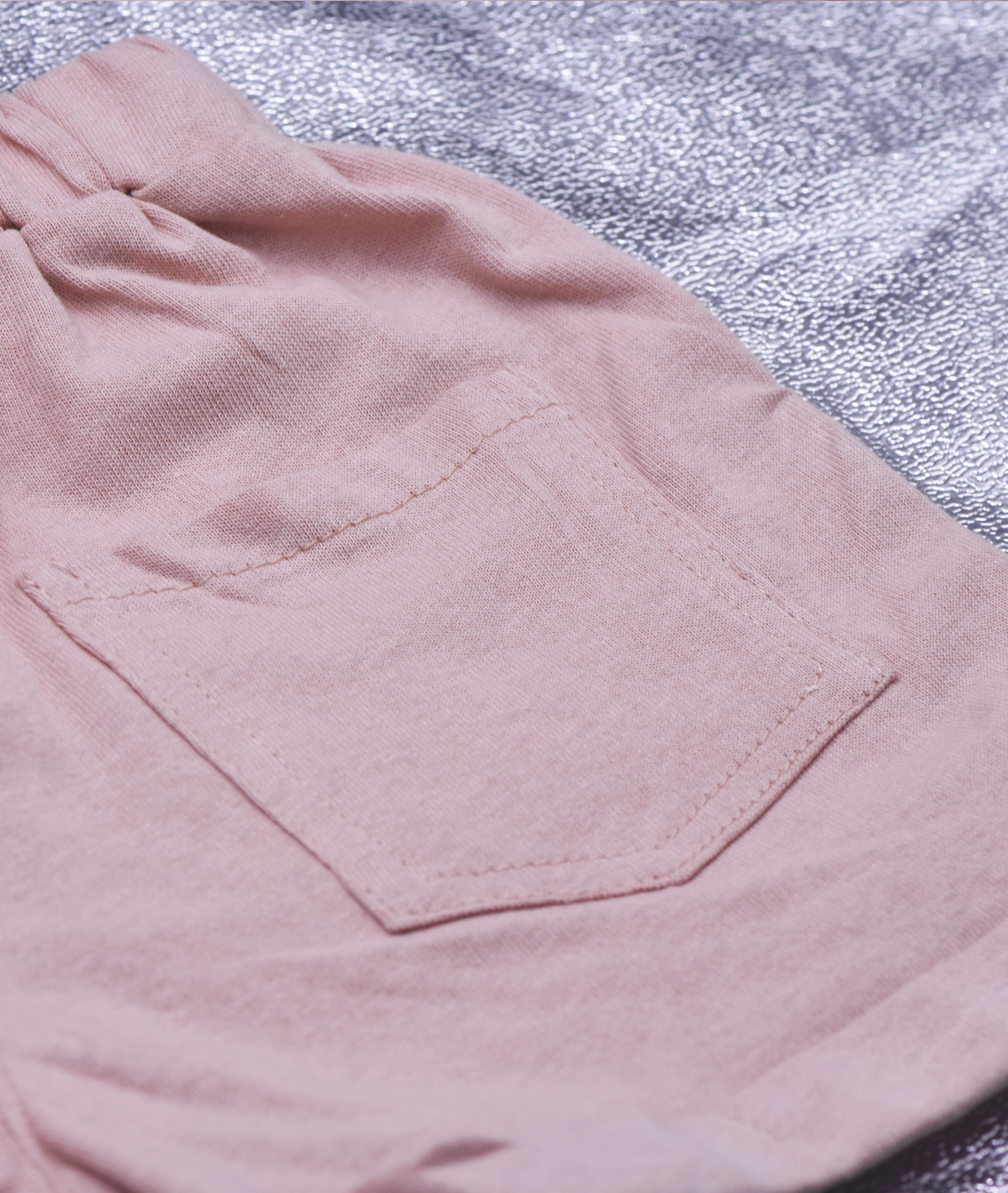 SHORT COTON ROSE AVEC  2 Bandes Blanches 