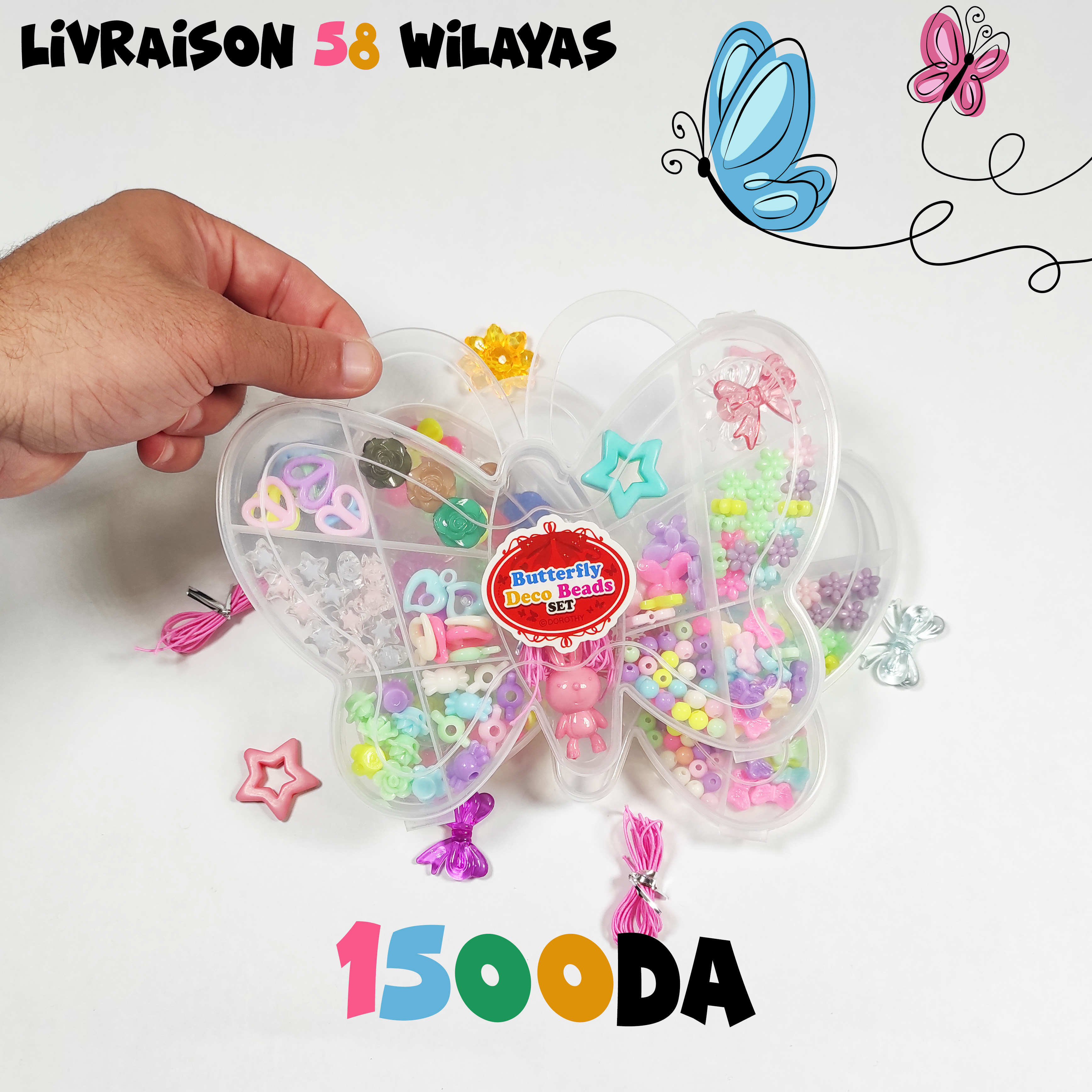 ENSEMBLE DE PERLES DÉCORATIVES PAPILLON (ROUGE)