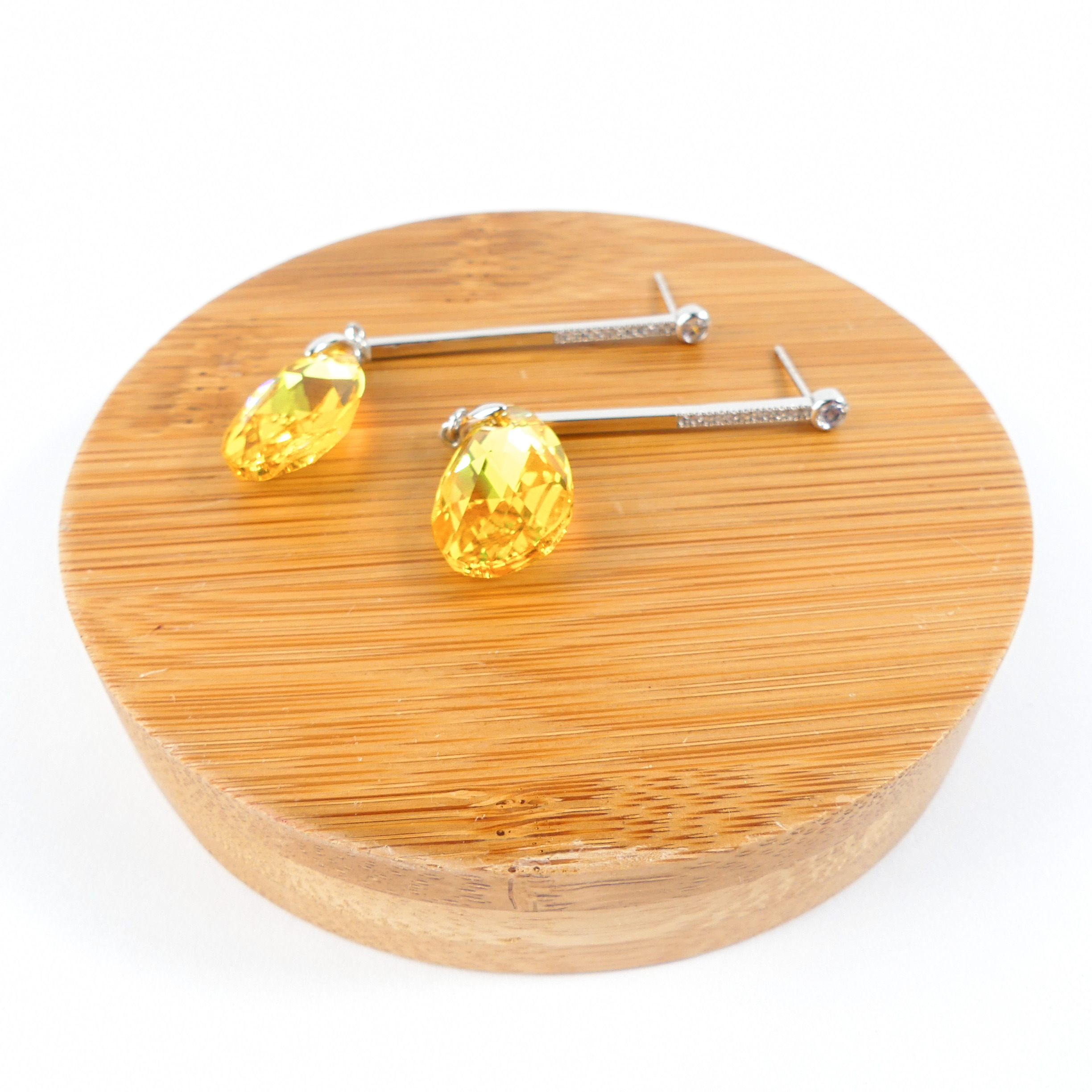 boucle d'oreille pendantes goutte jaune 