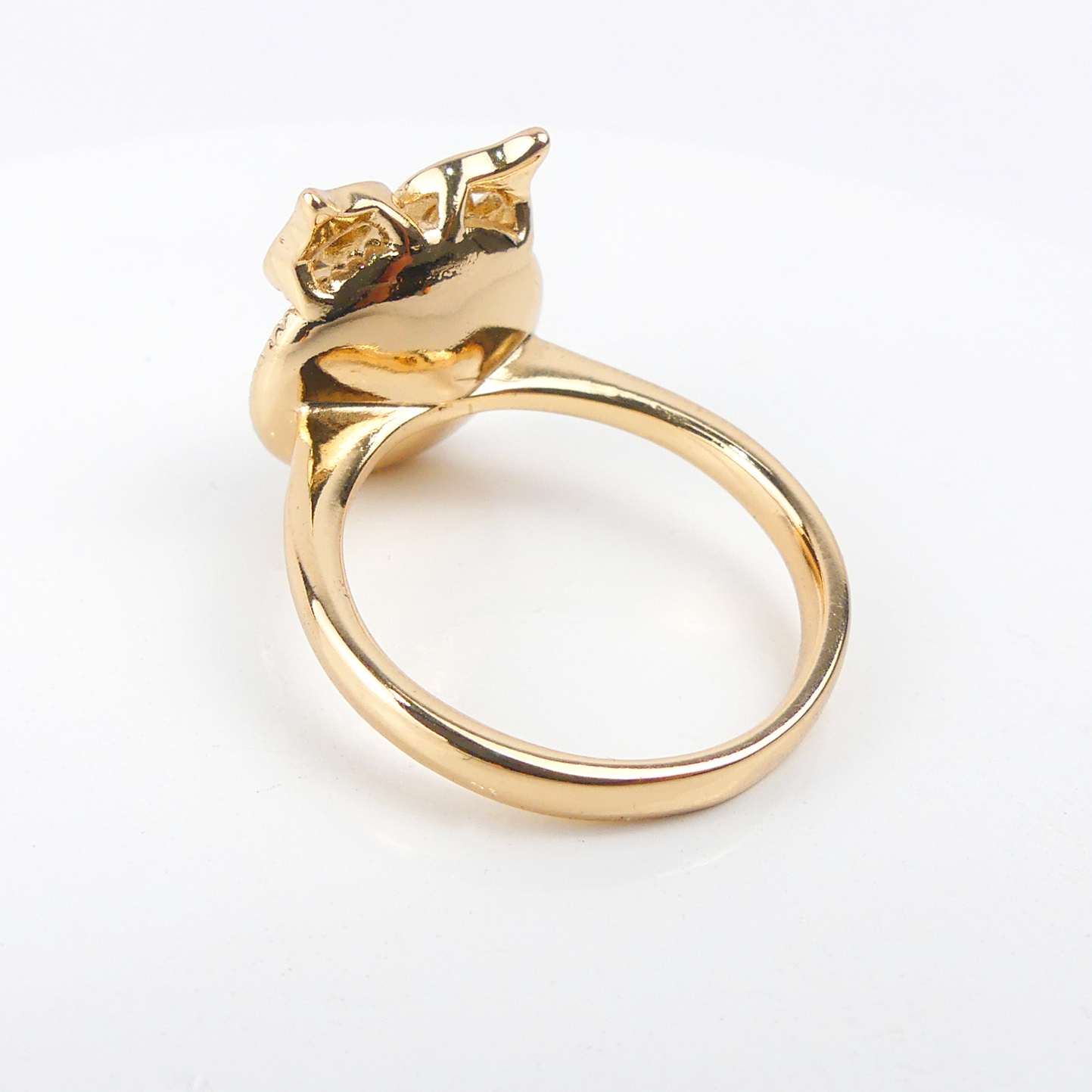 Bague plaqué or pierre hibou rende miel