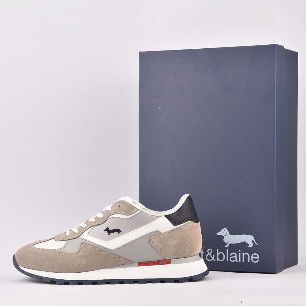 HARMONT AND BLAINE SCARPA UOMO CALF   BEIGE  BIANCO 