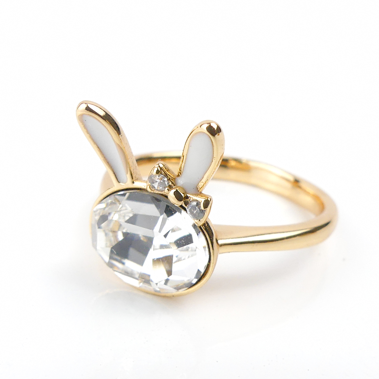 bague lapin blanc -doré-