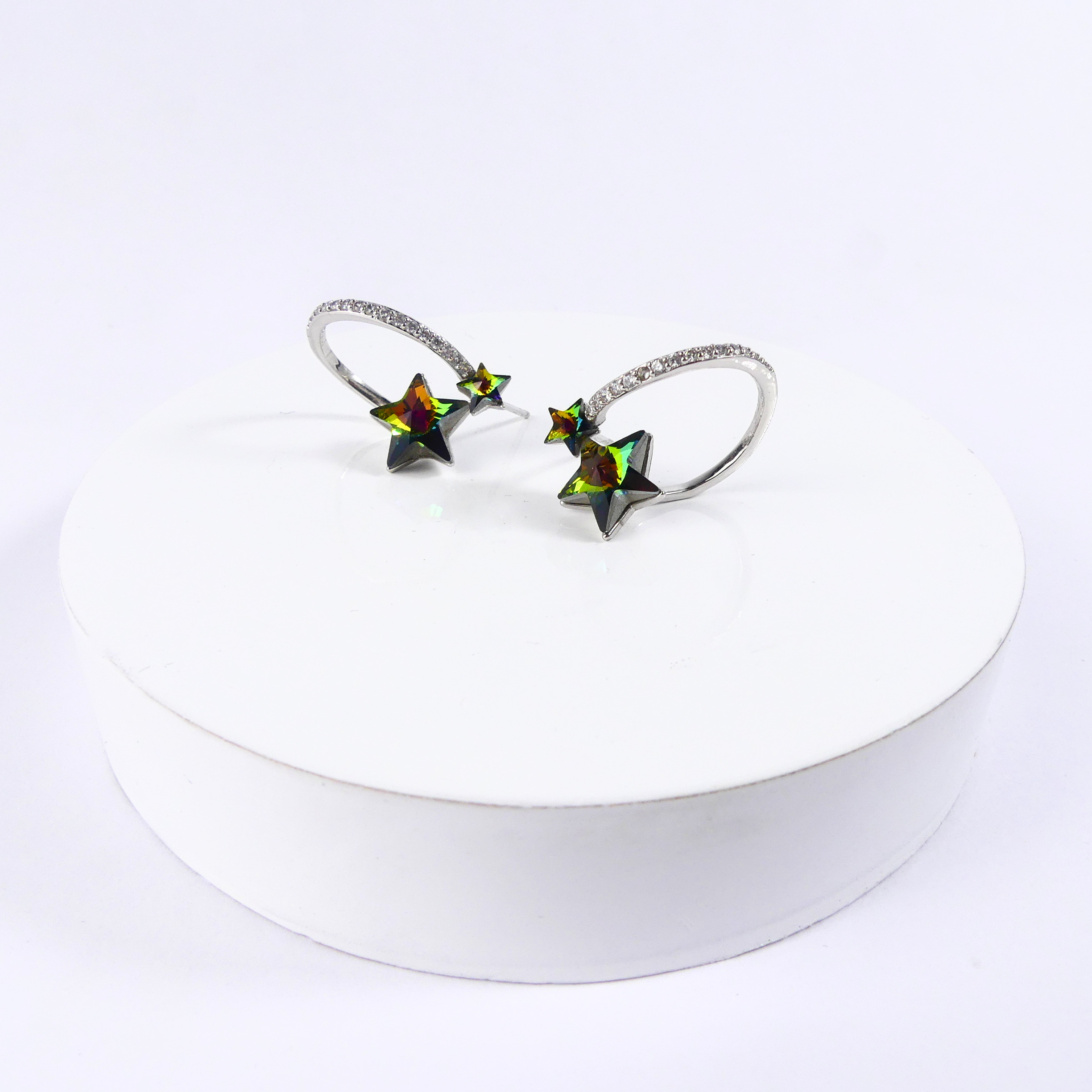 Boucles d'oreilles Etoile vert reflet