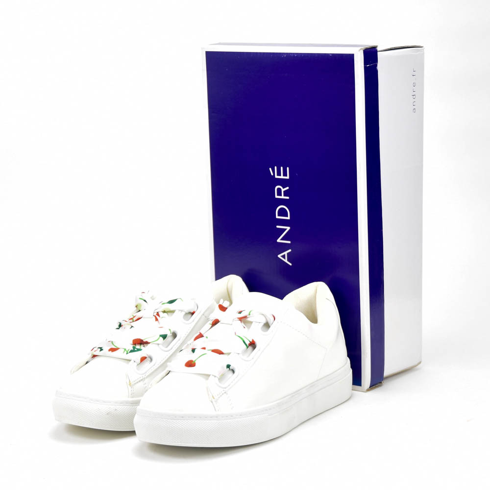 ANDRÉ BASKETS FEMME SOLANGE CUIR BLANC