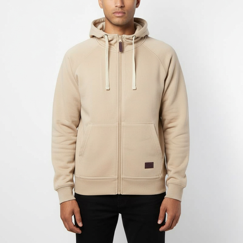 Sweat à capuche zippé homme BEIGE