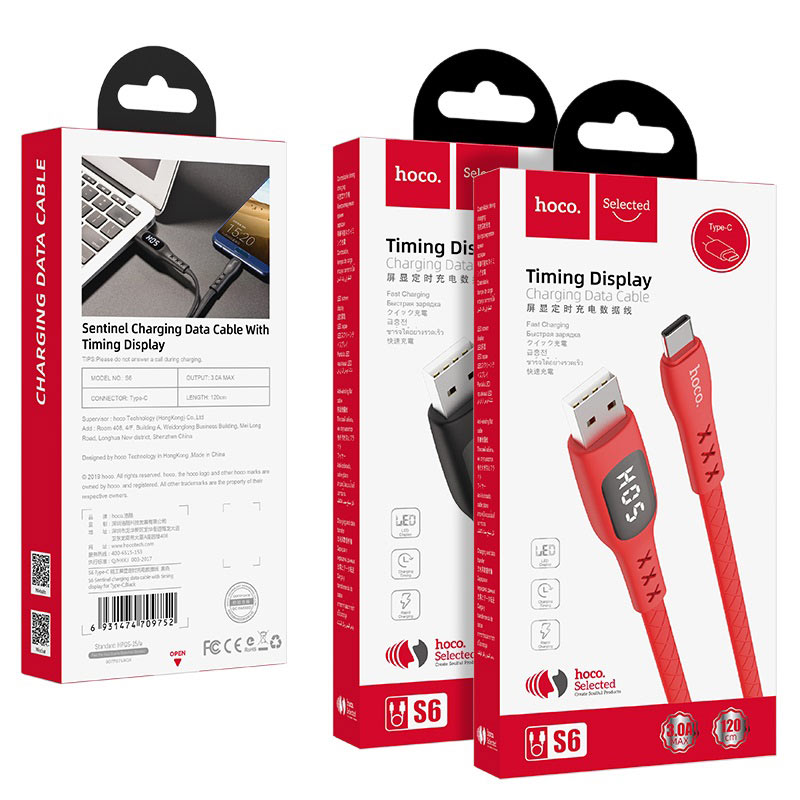 Câble USB vers Type-C « S6 Sentinel » avec affichage du temps