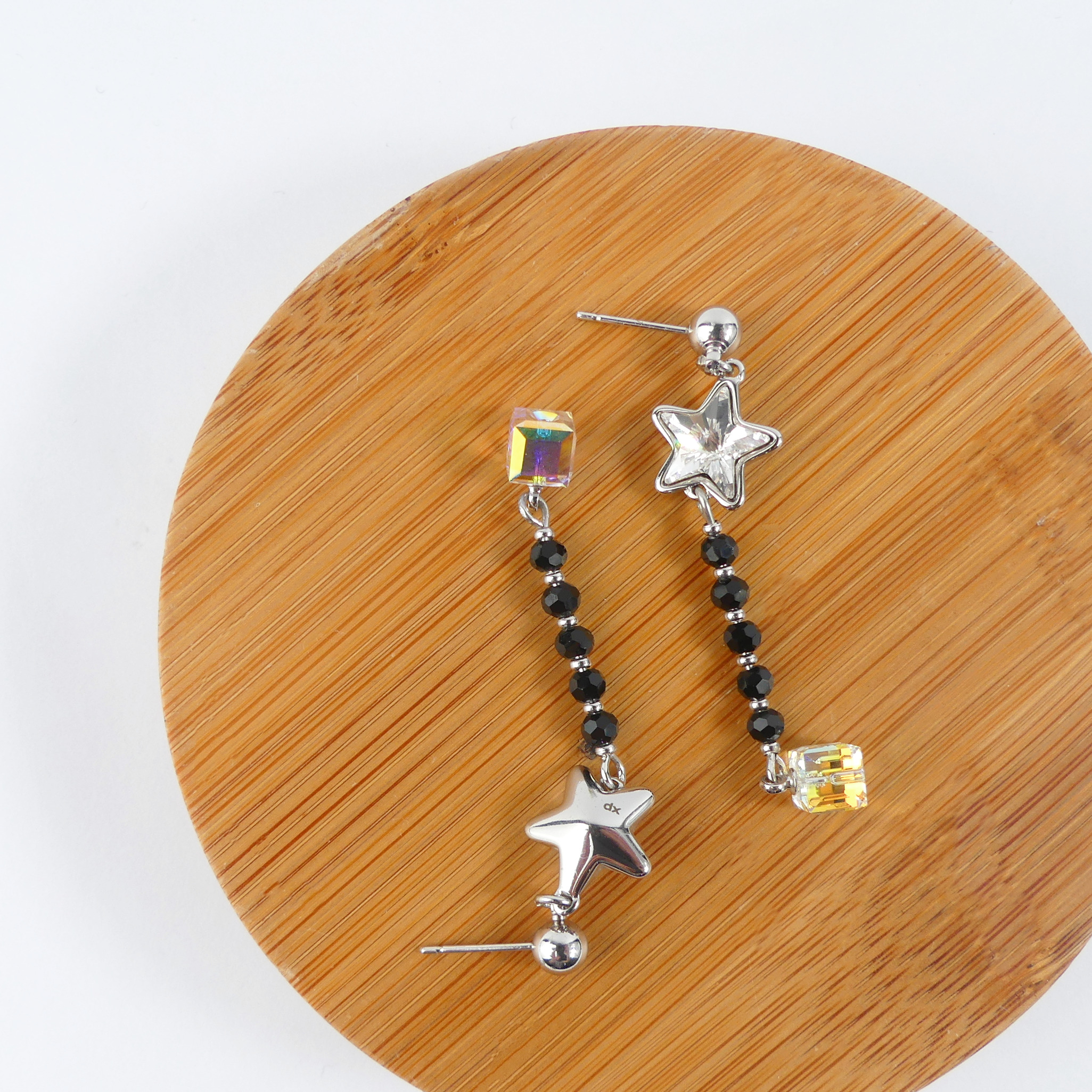 boucle d'oreille pendantes étoile bleu blanc