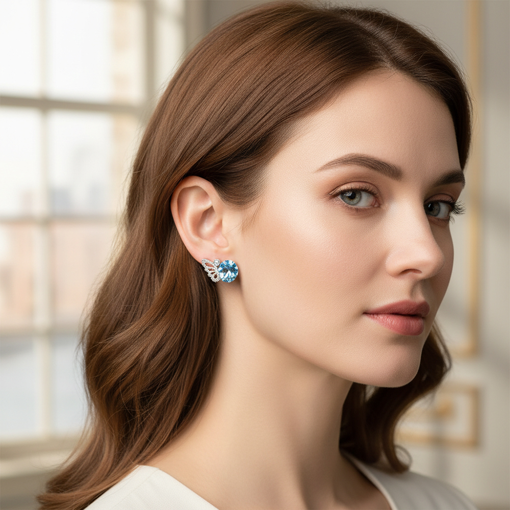 boucle d'oreille aile bleu 