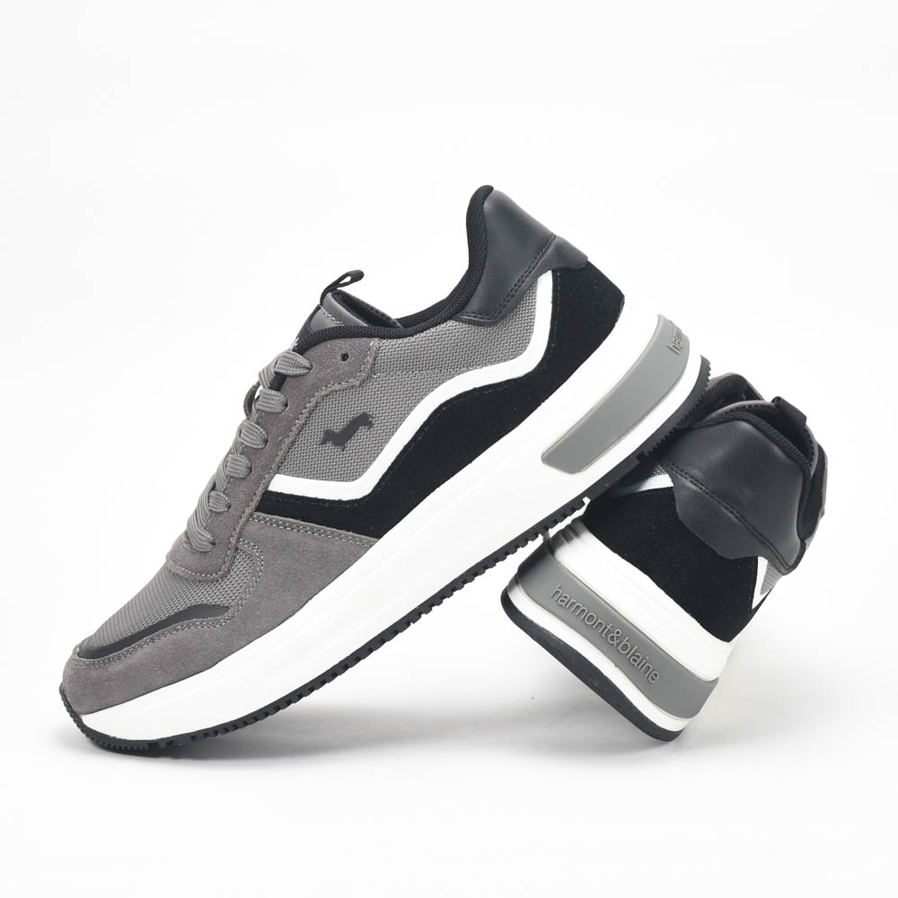 Harmont and Blaine Suede and Technical Fabric Sneakers