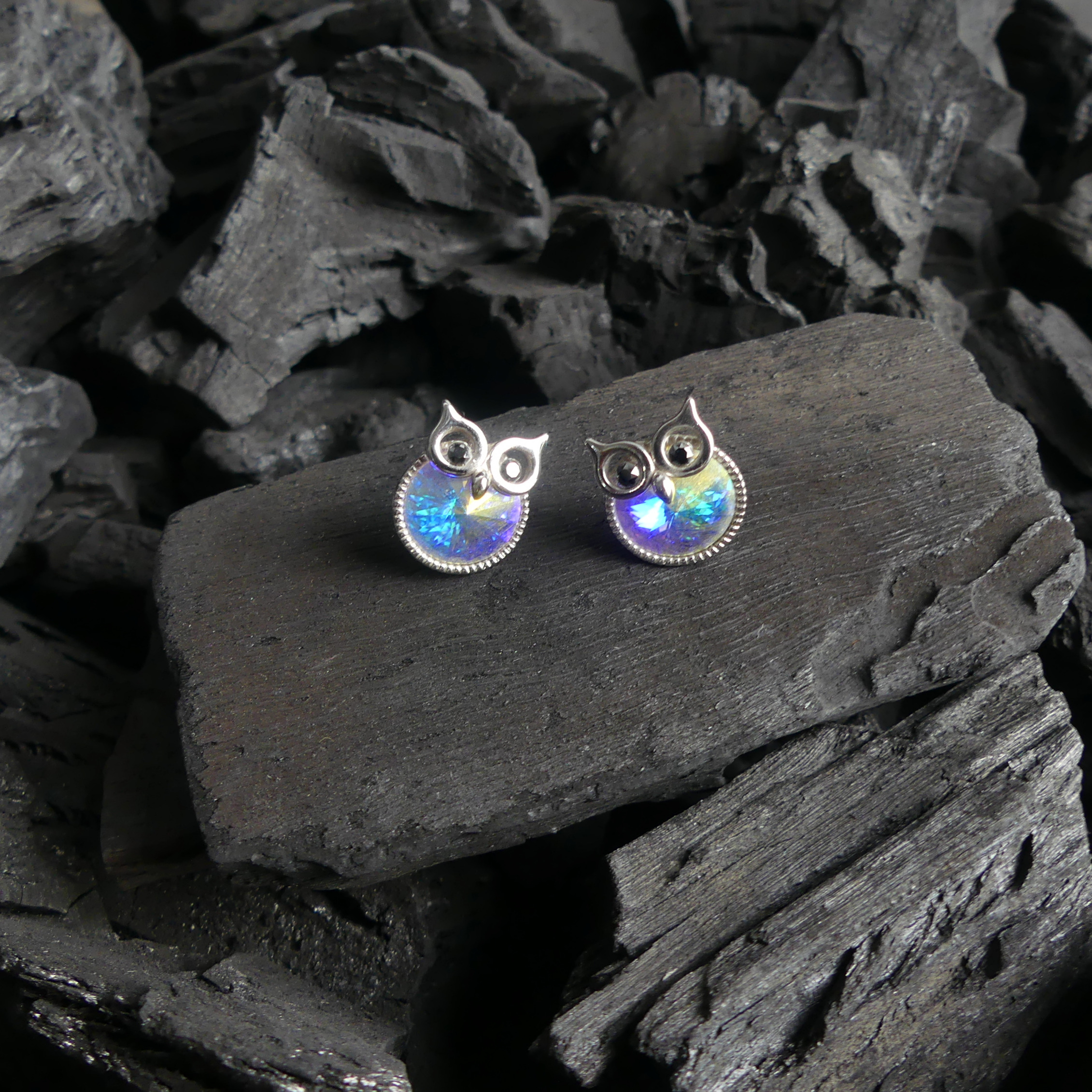 boucle d'oreille hibou blanc