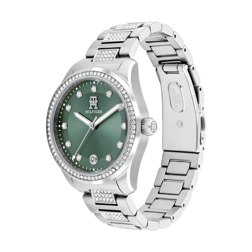 Tommy Hilfiger Green Dial Crystal-Embellished