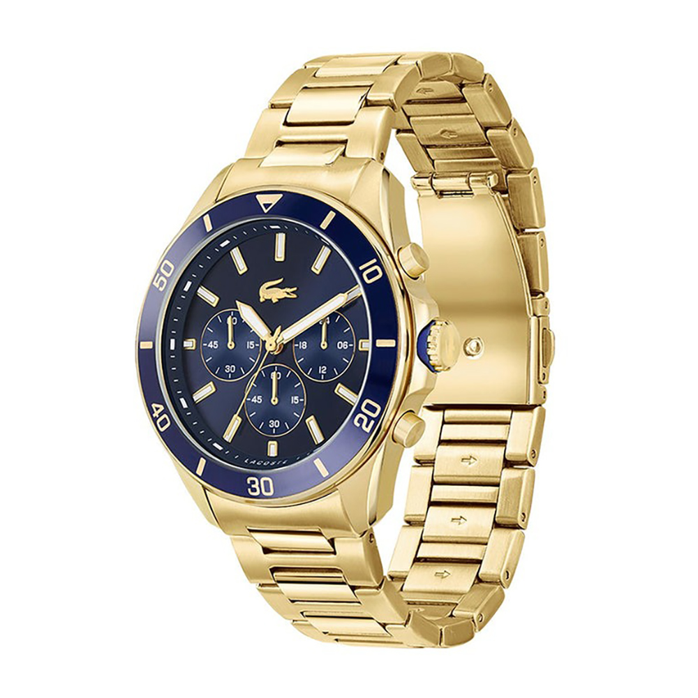 MONTRE lacoste Tiebreaker Chrono Watch - Blue With Gold Plated Bracelet