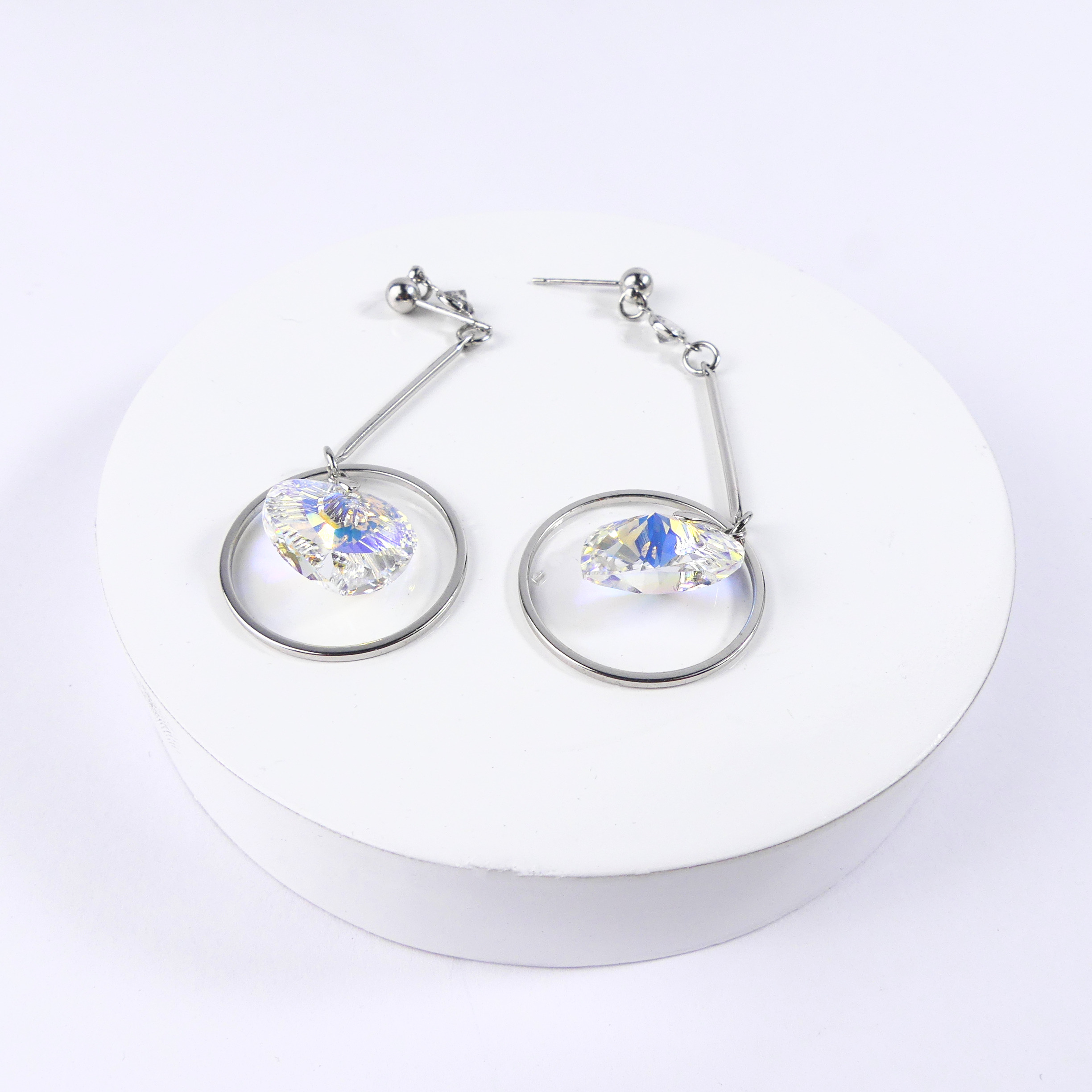 Boucles d'oreilles pendantes cœur jaune