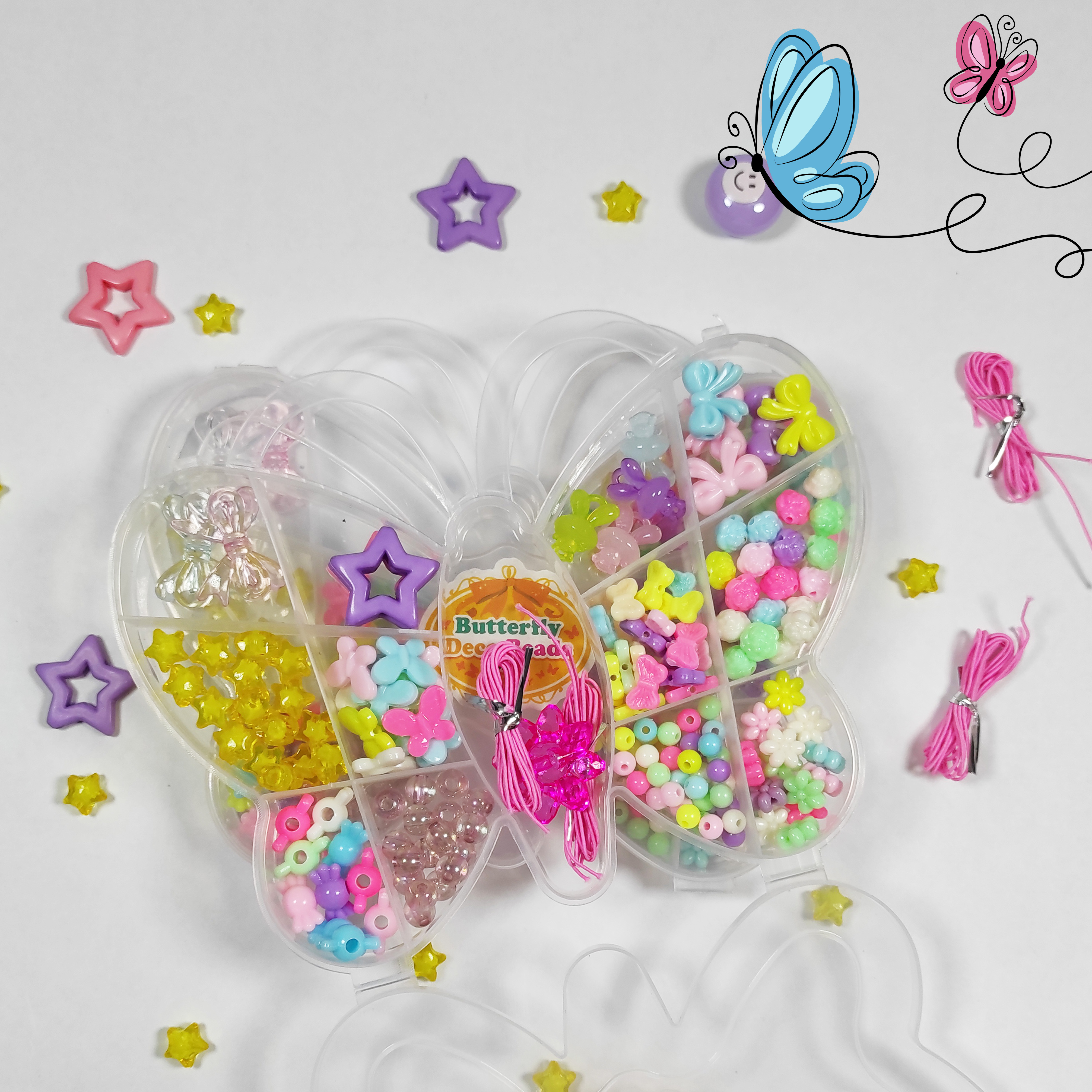 ENSEMBLE DE PERLES DÉCORATIVES PAPILLON (JAUNE)