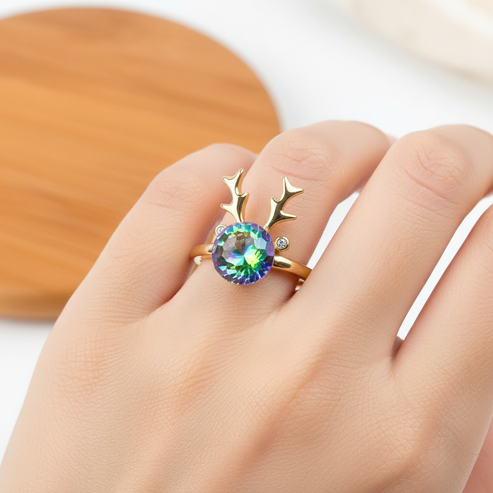 bague gazelle boule multi couleur 